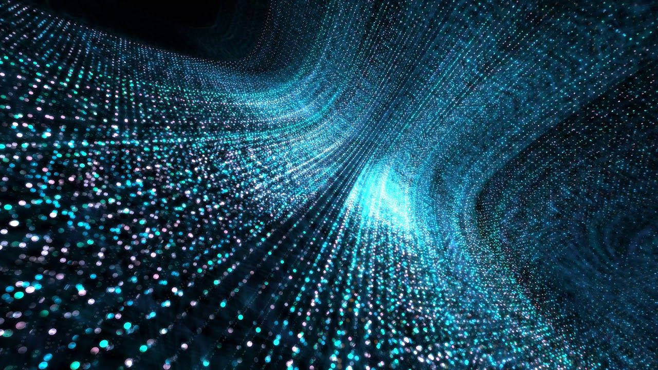 glowing blue particles, radiant light, digital tunnel, HD Desktop Wallpaper