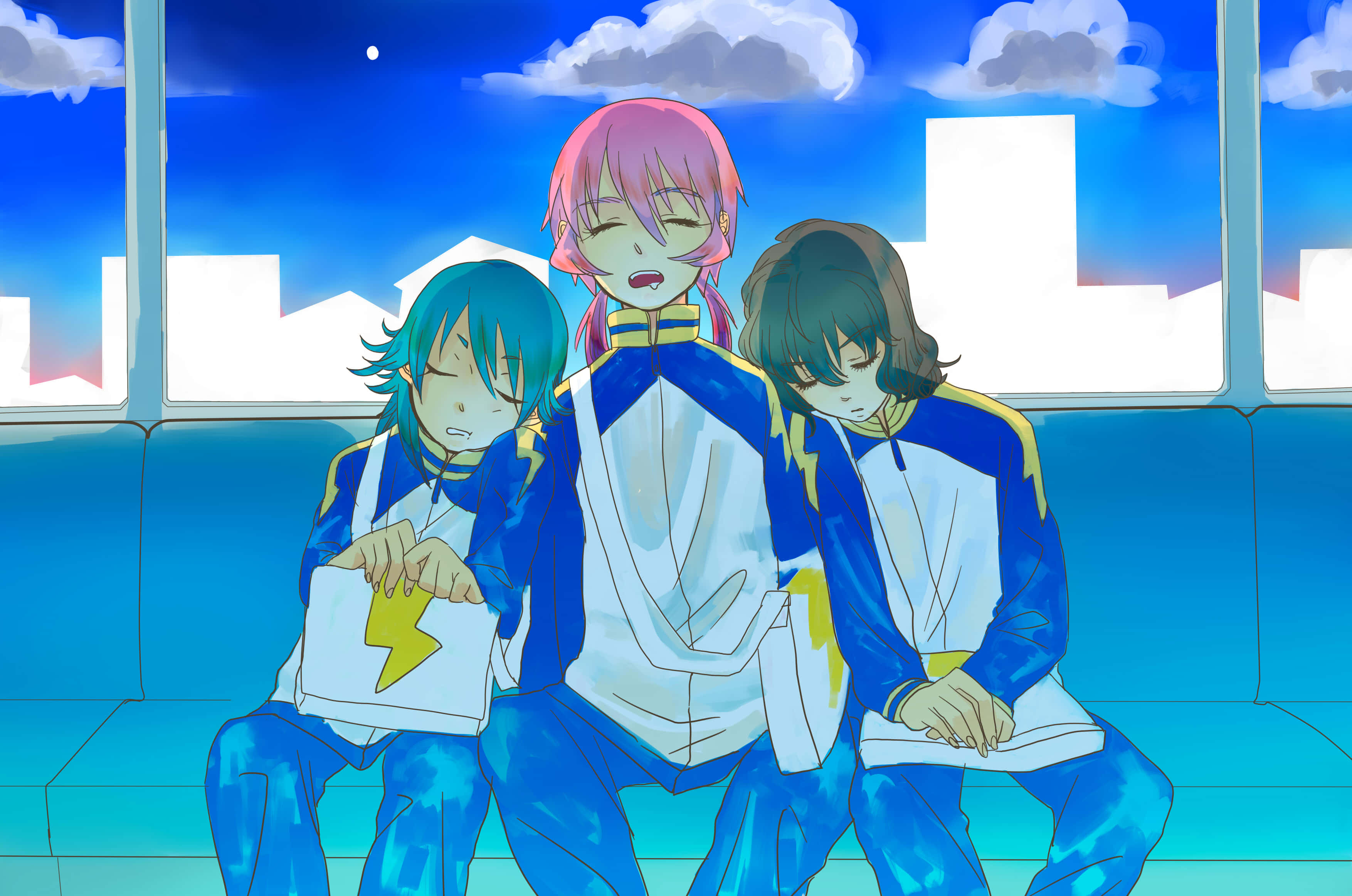 Inazuma Eleven, anime teens, blue uniforms, 2K Desktop Wallpaper