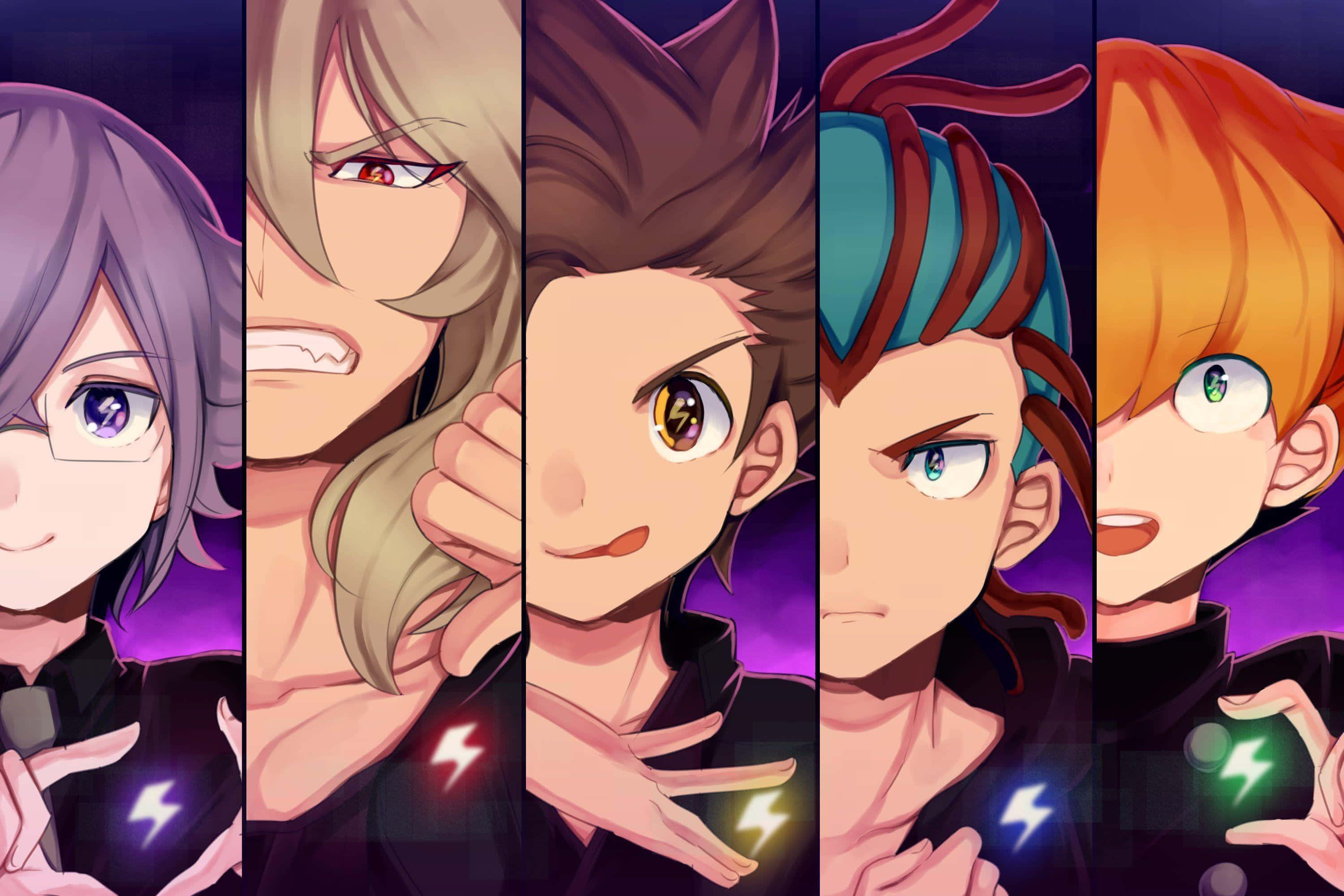 Inazuma Eleven, power stance, glowing lightning symbols, 2K Desktop Wallpaper
