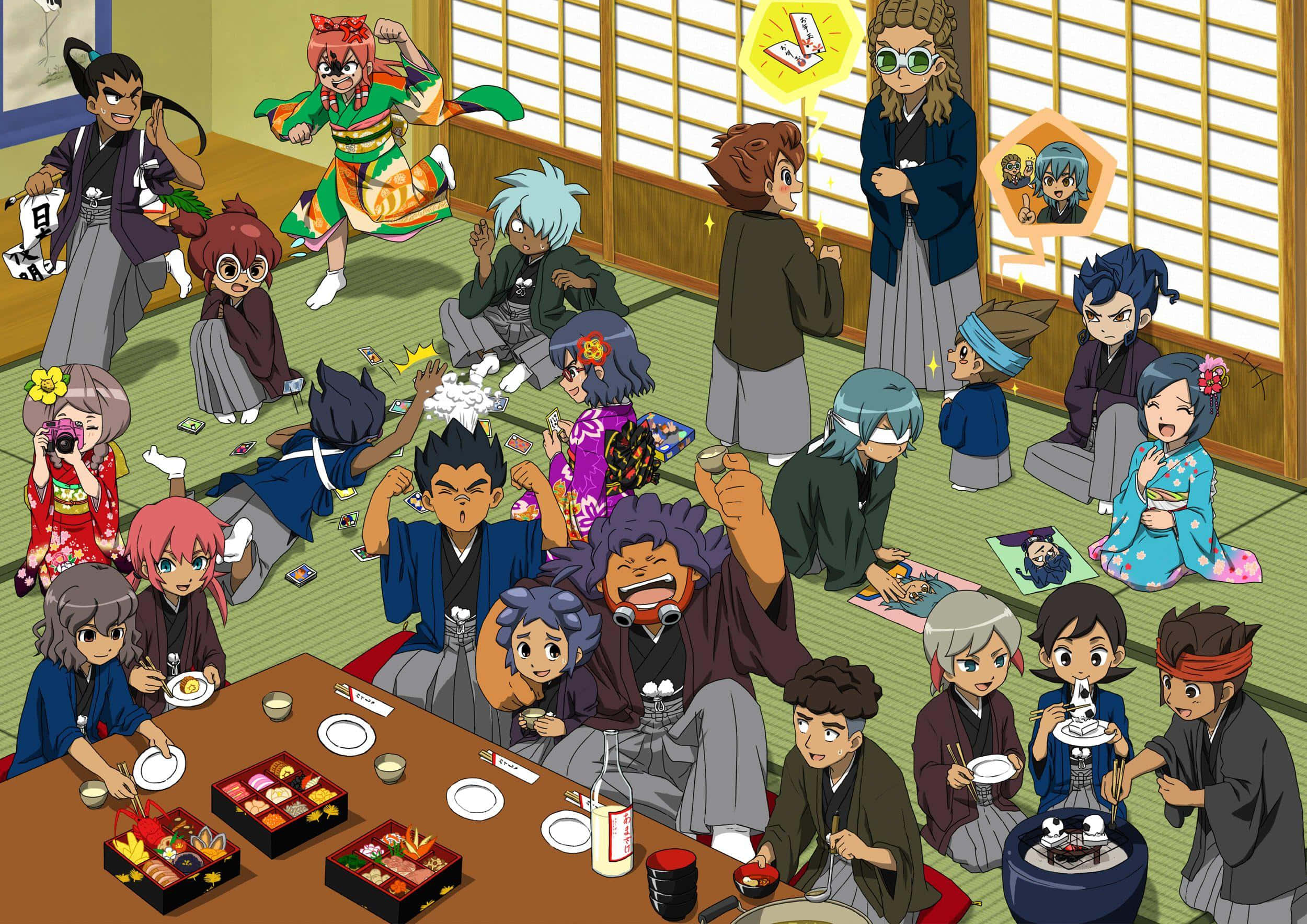 Inazuma Eleven, traditional Japanese attire, tatami room, Full HD Desktop Wallpaper