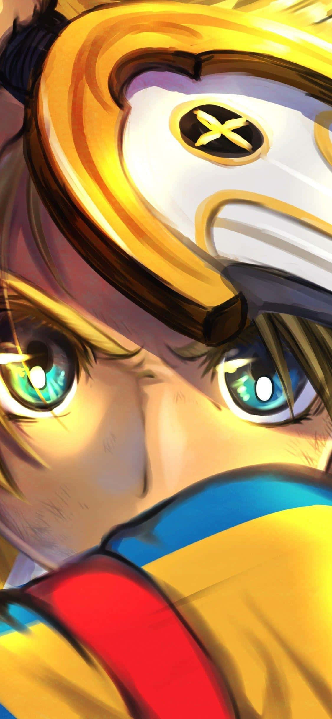 Inazuma Eleven, glowing blue eyes, yellow helmet, Full HD Phone Wallpaper