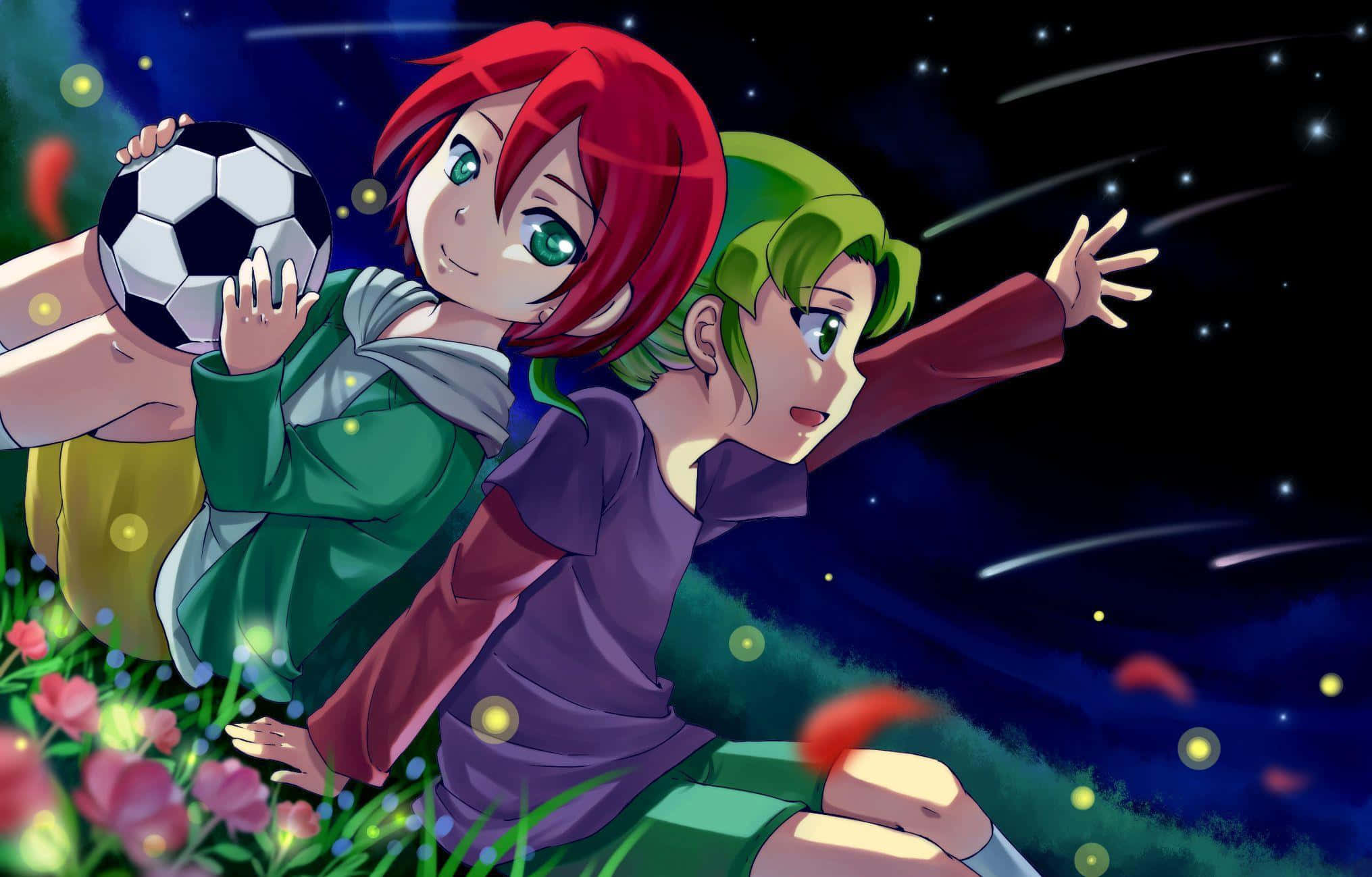 Inazuma Eleven, nighttime soccer practice, starry night field, Full HD Desktop Wallpaper