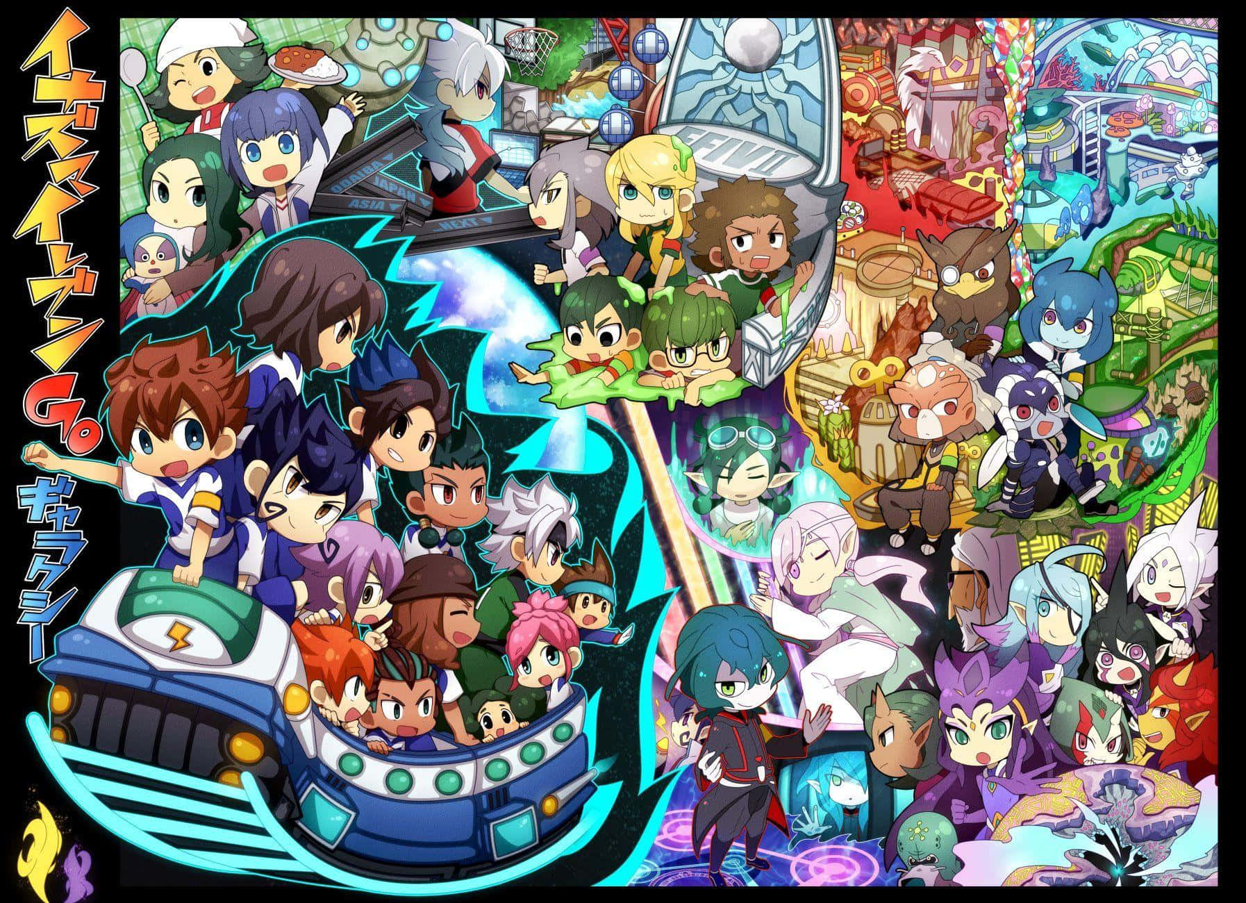 Inazuma Eleven, chibi-style characters, anime collage, HD Desktop Wallpaper