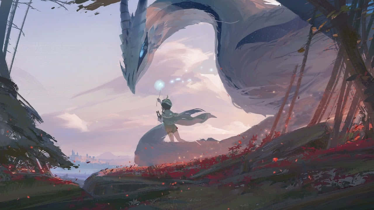 Inazuma, Genshin, colossal dragon, HD Desktop Wallpaper