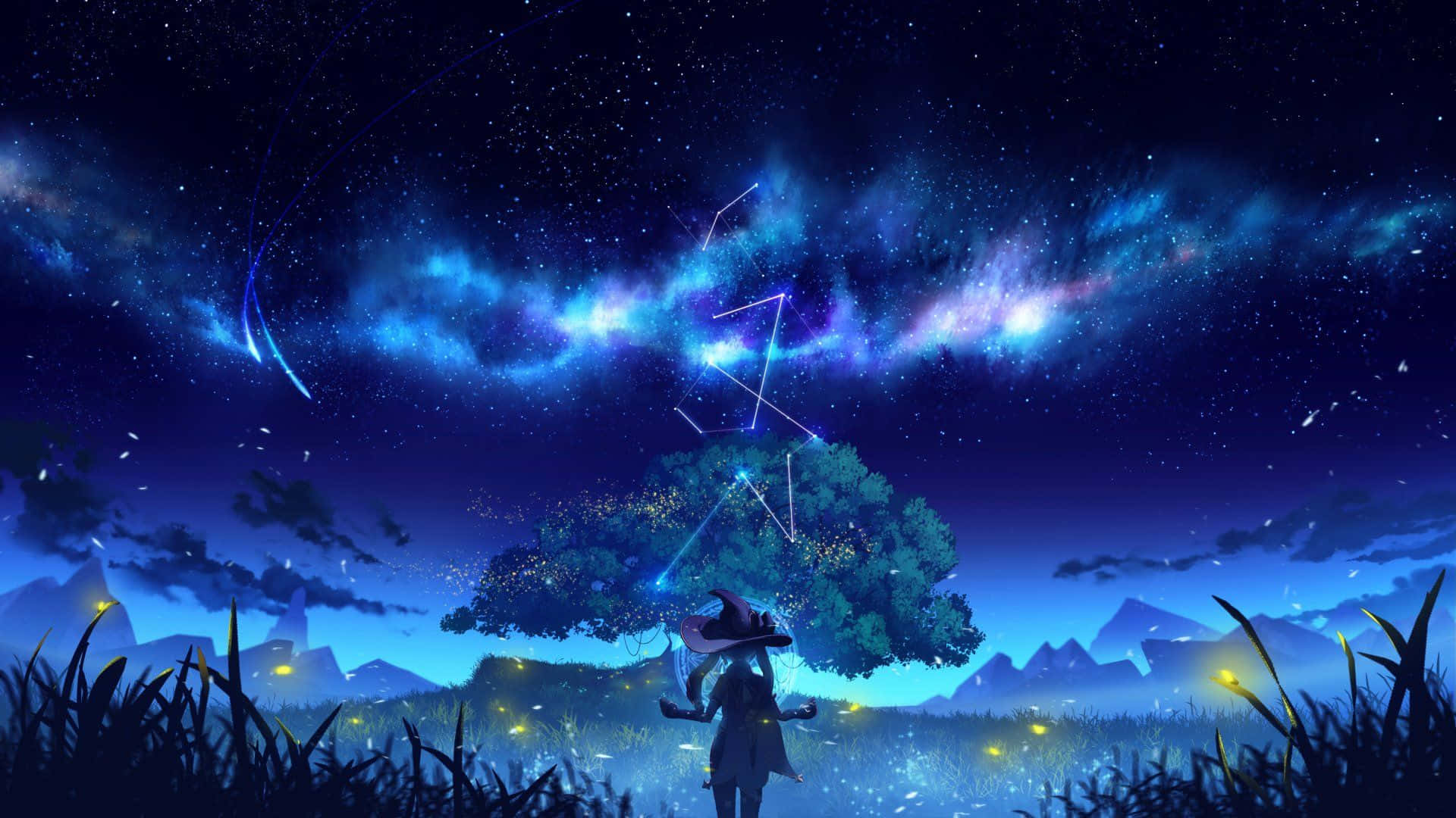 Inazuma, Genshin, glowing tree, Full HD Desktop Wallpaper