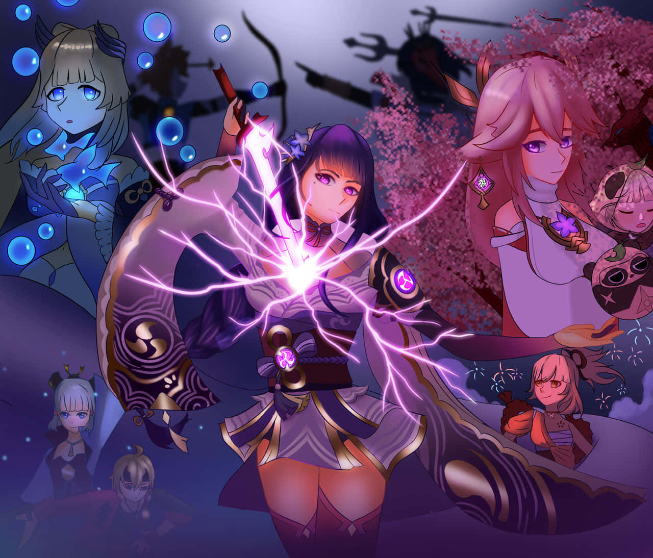 Inazuma Genshin, female characters, glowing sword, HD Desktop Wallpaper
