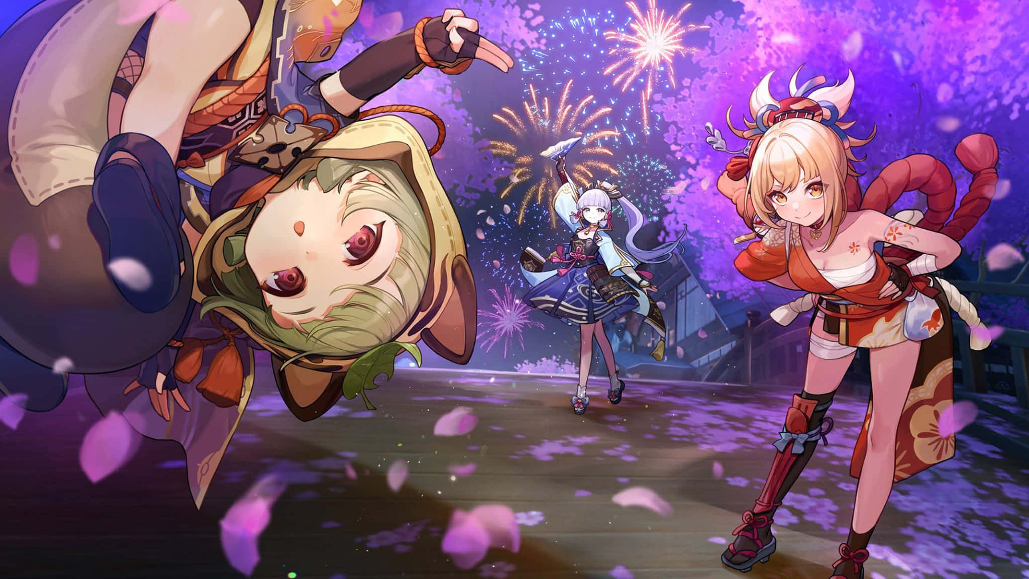Inazuma, Genshin, cherry blossoms, Full HD Desktop Wallpaper
