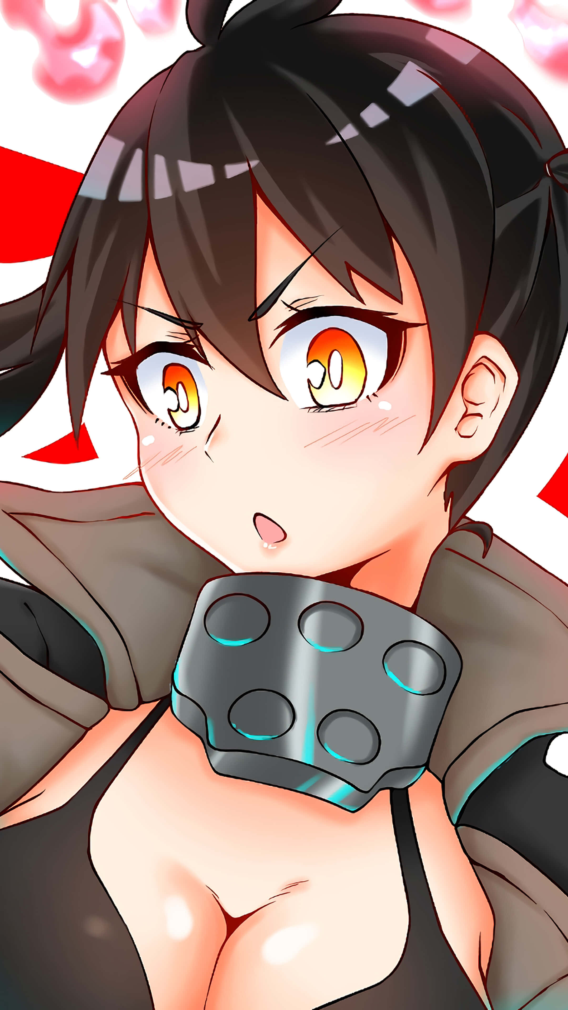 Inca Kasugatani, orange eyes, black hair, 4K Phone Wallpaper