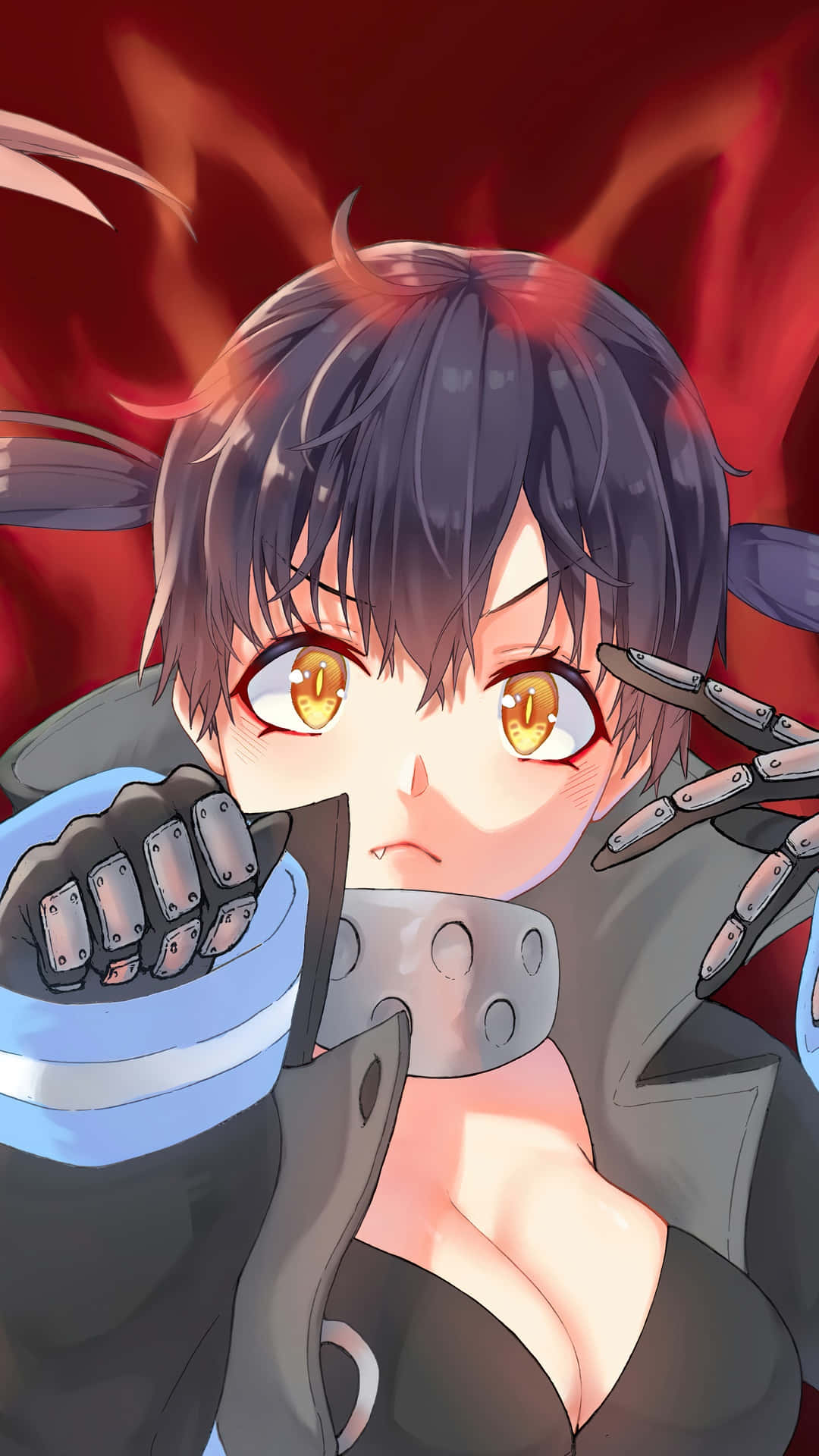 Inca Kasugatani, anime boy, glowing amber eyes, Full HD Phone Wallpaper