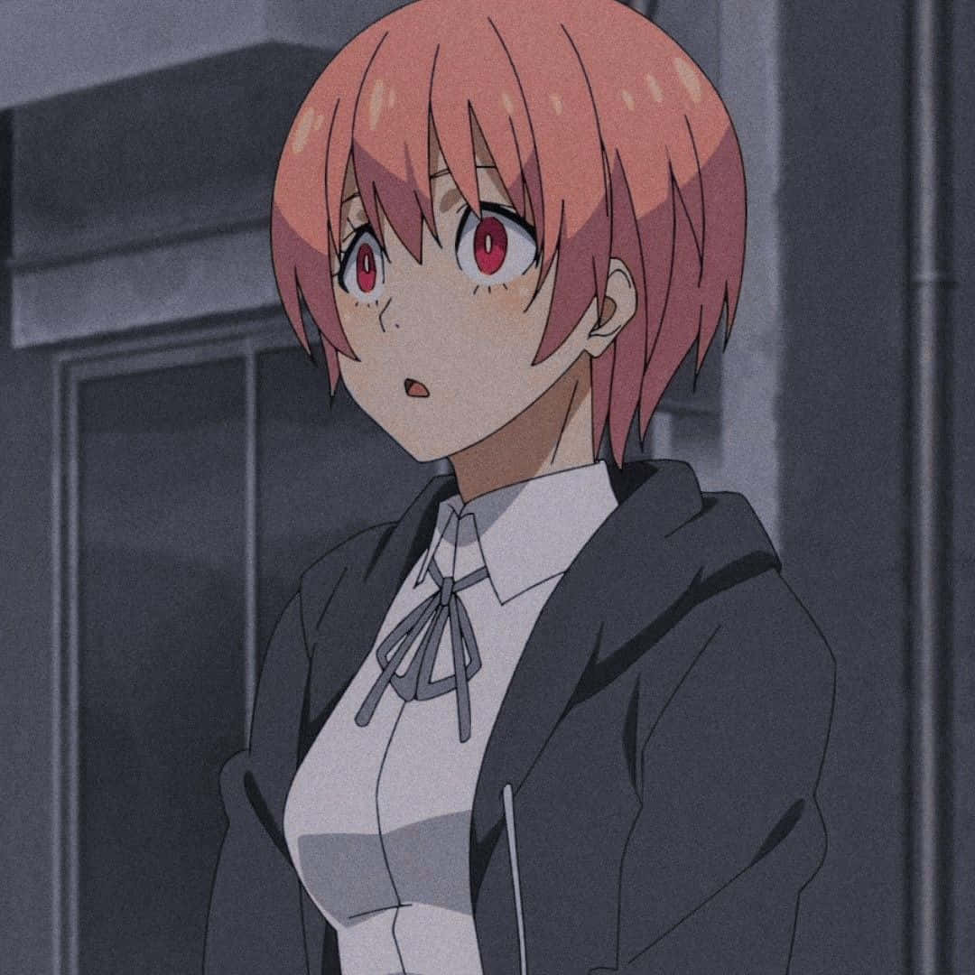 Inca Kasugatani, pink hair, red eyes, SD Desktop Wallpaper