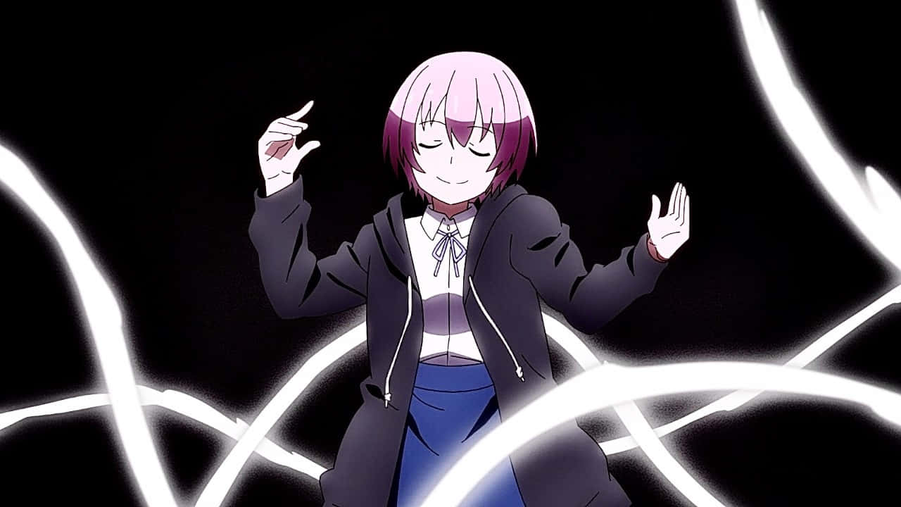 Inca Kasugatani, purple hair, glowing white energy lines, HD Desktop Wallpaper