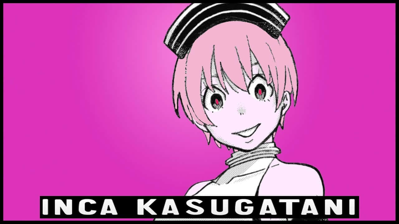Inca Kasugatani, pink hair, red eyes, HD Desktop Wallpaper