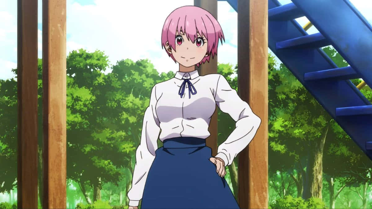 Inca Kasugatani, pink-haired anime girl, white blouse, SD Desktop Wallpaper