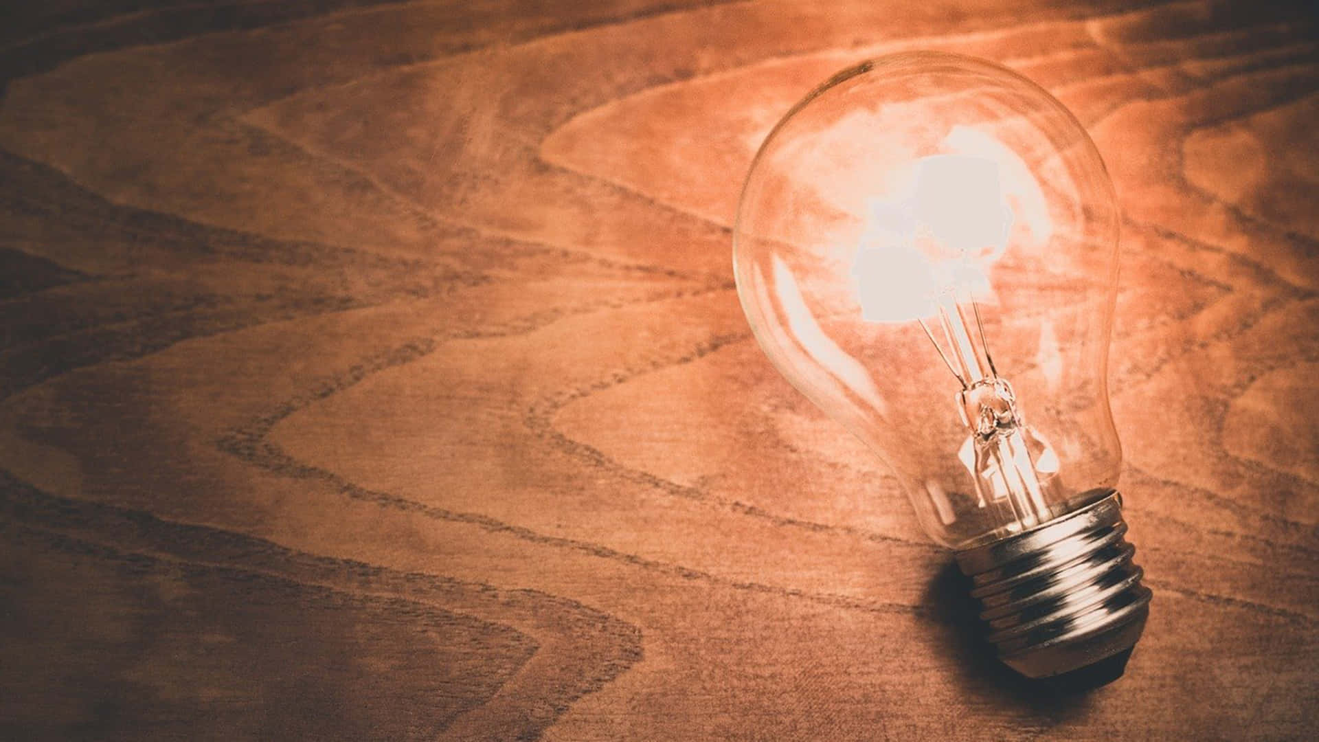 incandescent bulb, wooden surface, warm-toned, Full HD Desktop Wallpaper