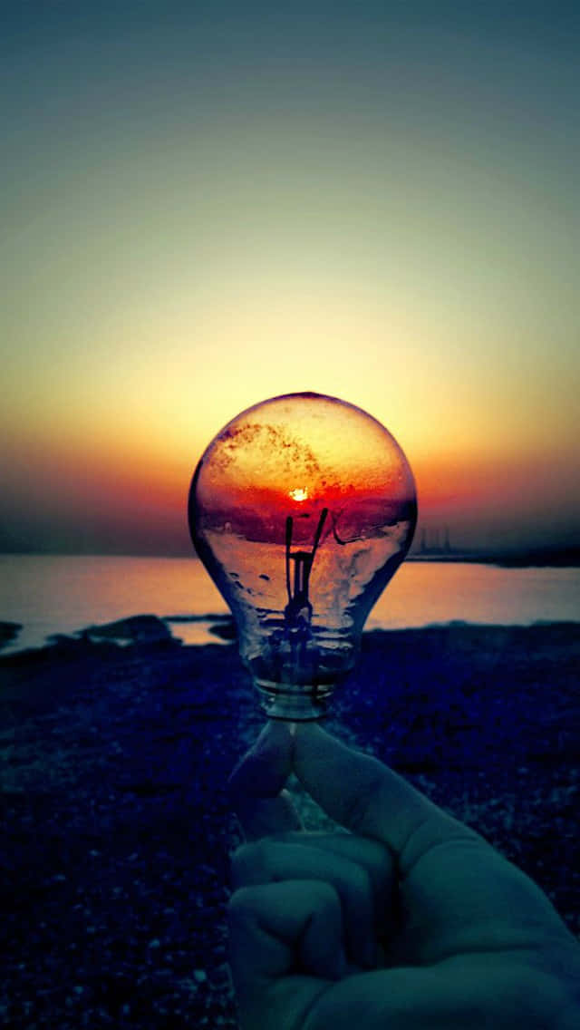 sunset, incandescent bulb, water, SD Phone Wallpaper