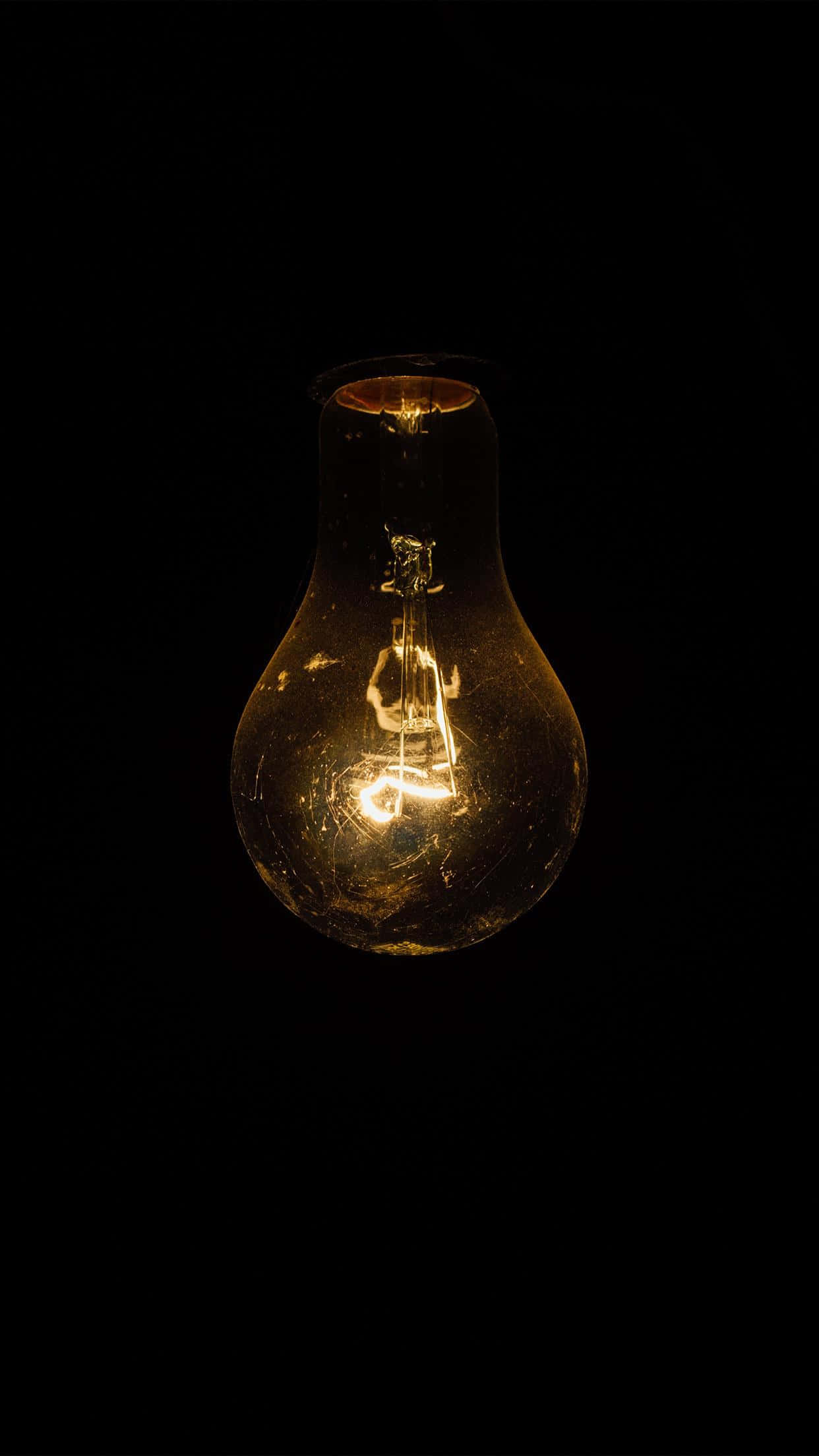 incandescent bulb, filament, warm amber light, Full HD Phone Wallpaper