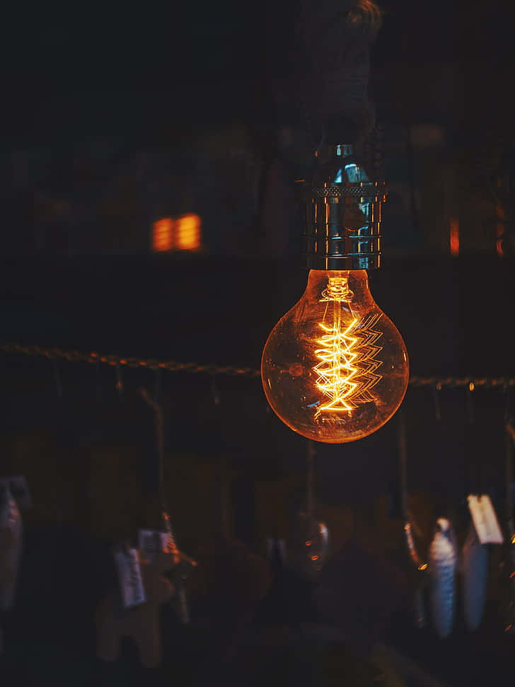 orange incandescent bulb, vintage filament bulb, glowing, SD Phone Wallpaper