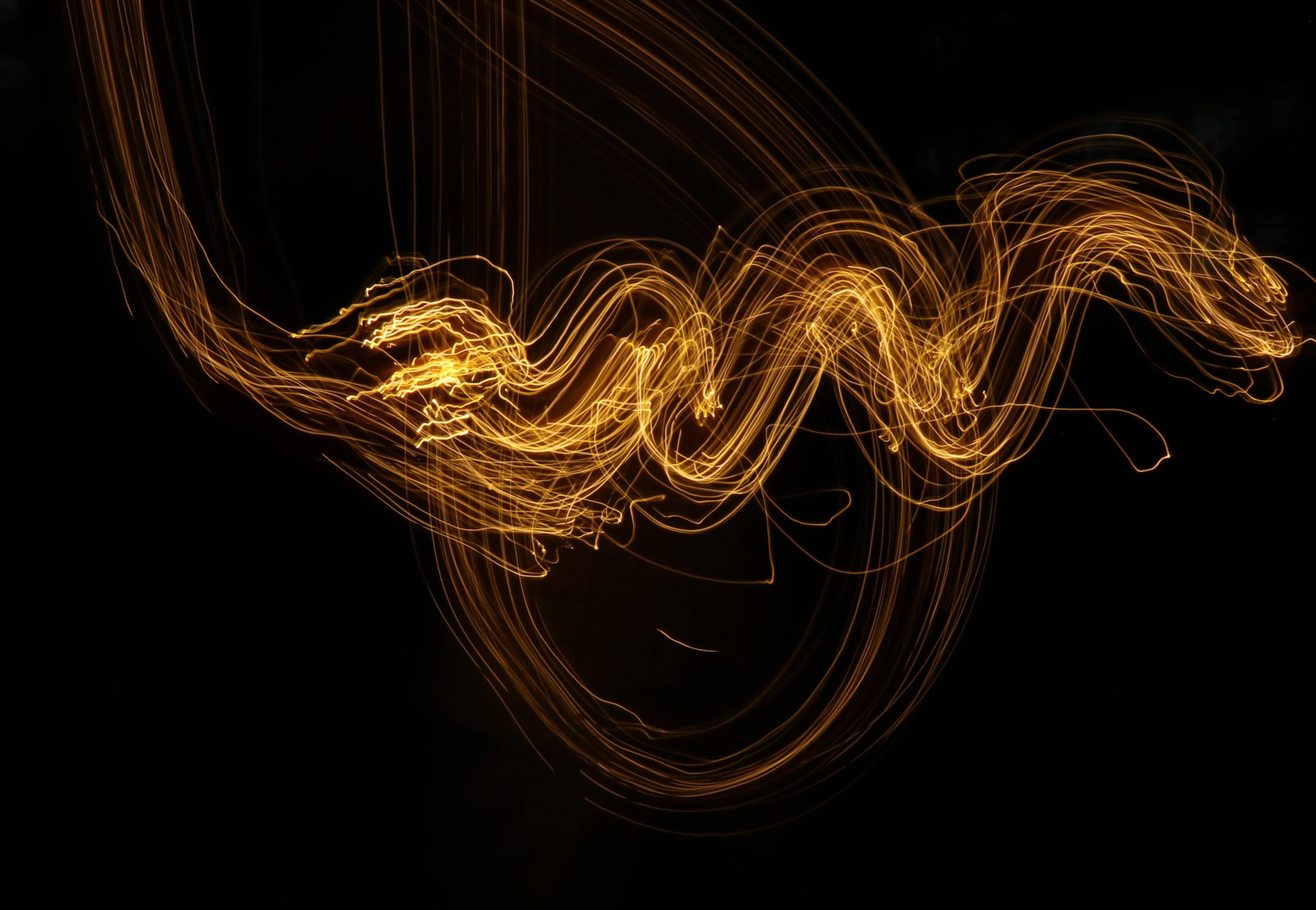 black, gold, glowing, 4K Desktop Wallpaper