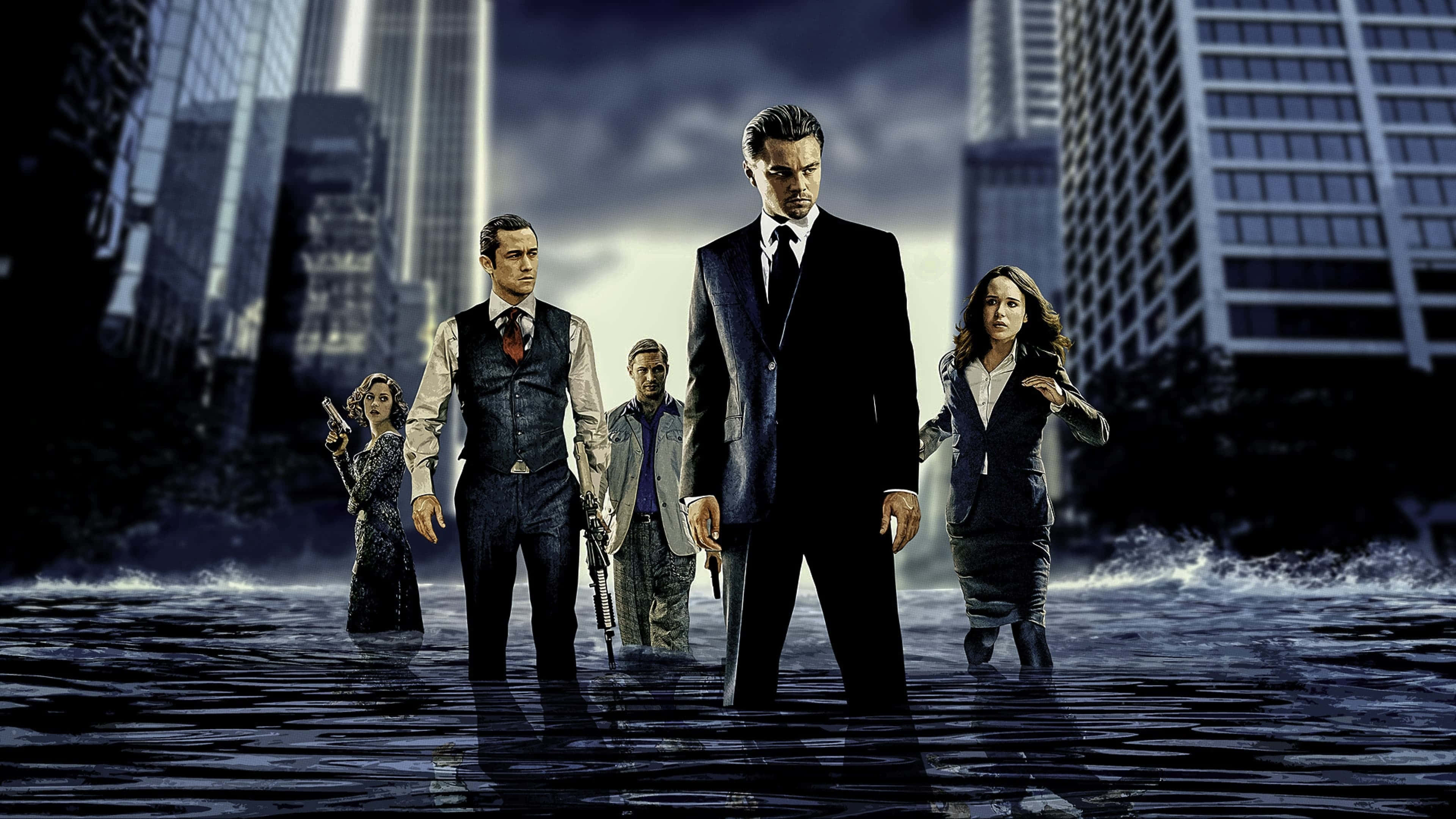 Inception, movie cast, wading water, 4K Desktop Wallpaper