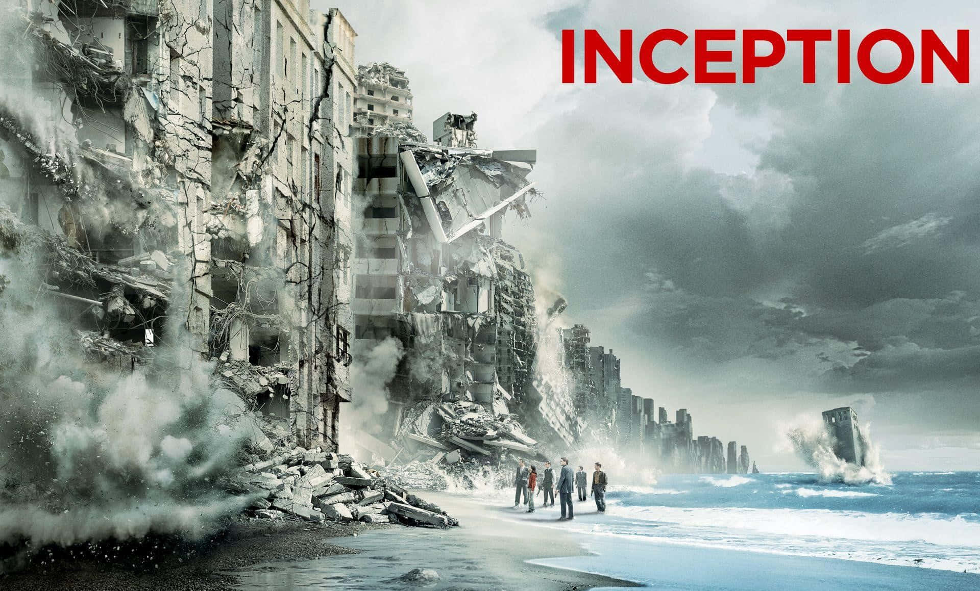 Inception, beach, crumbling skyscrapers, Full HD Desktop Wallpaper