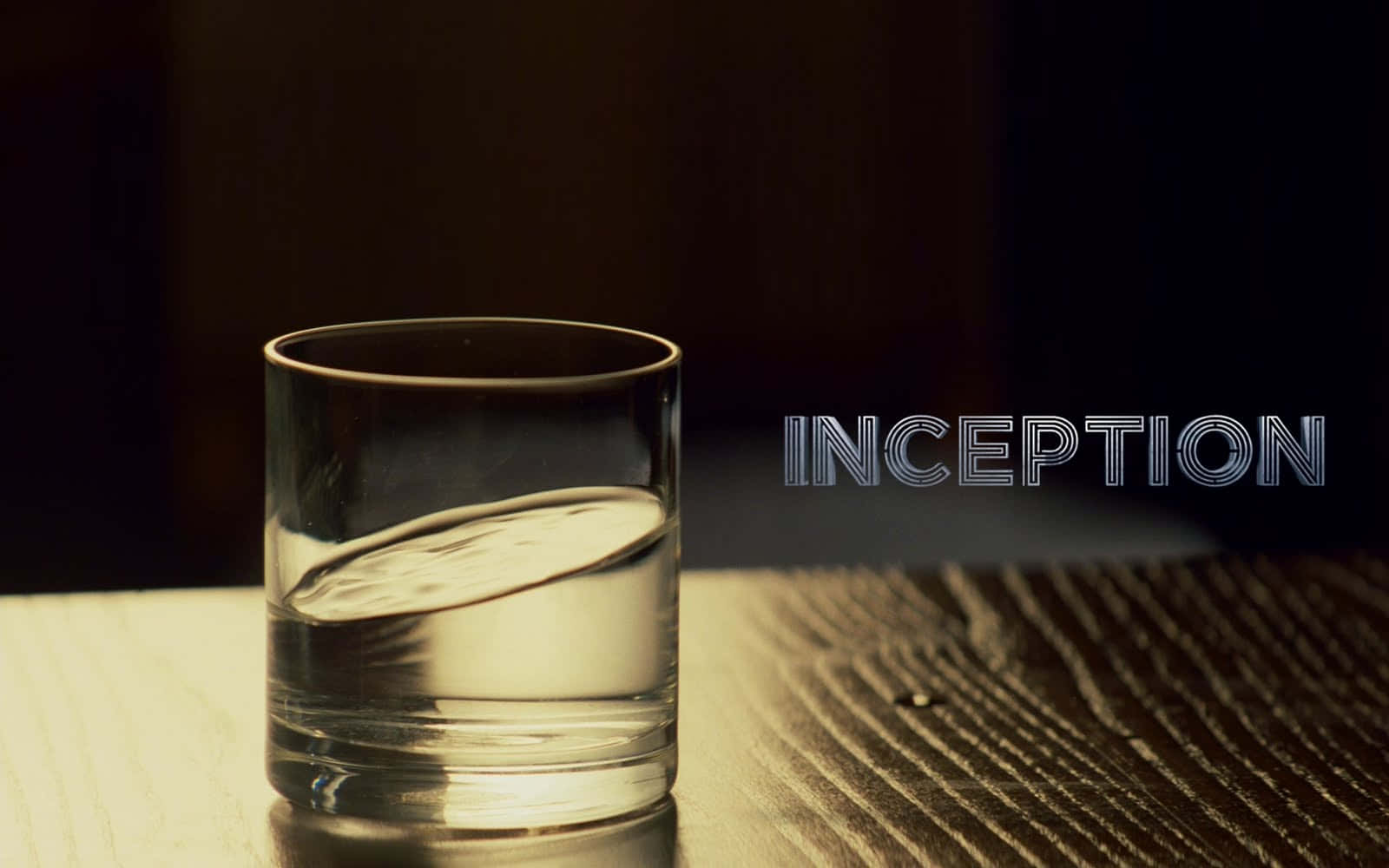Inception, water glass, glowing letters, HD Desktop Wallpaper