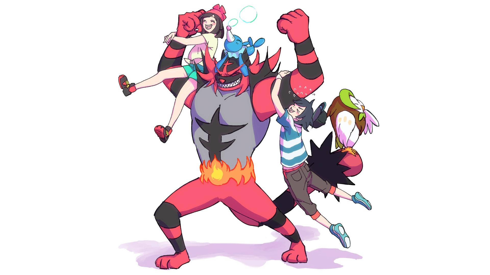 Incineroar, red and black, flame waistband, Full HD Desktop Wallpaper