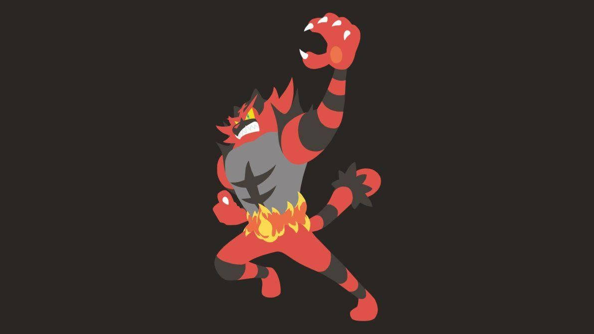 Incineroar, fiery red, black, SD Desktop Wallpaper