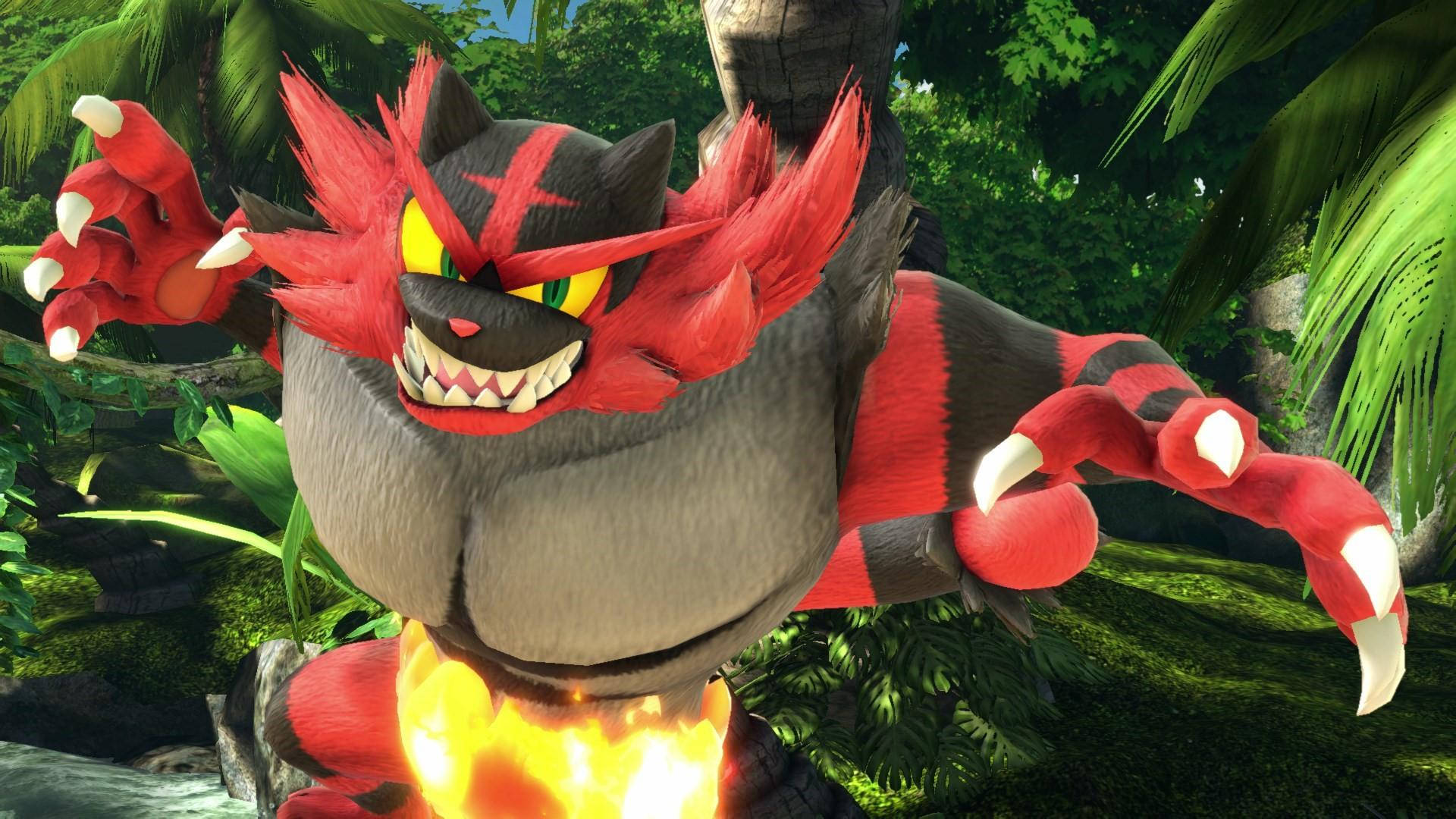 Incineroar, red and gray, glowing yellow eyes, Full HD Desktop Wallpaper