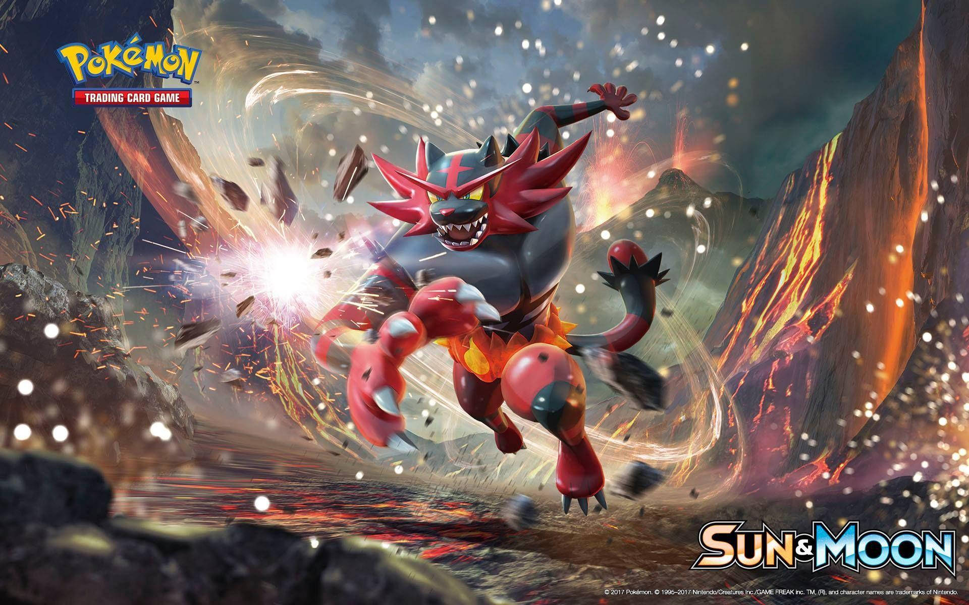 Incineroar, Sun and Moon, fiery red, Full HD Desktop Wallpaper