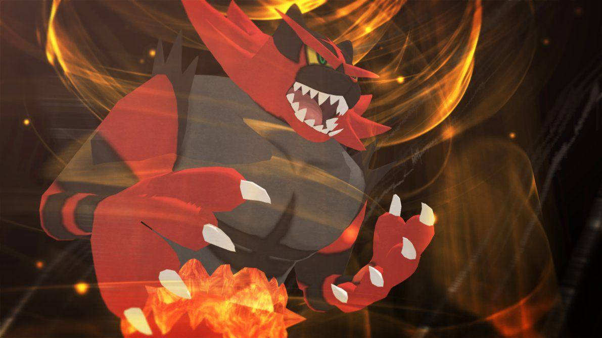 Incineroar, red, black, SD Desktop Wallpaper