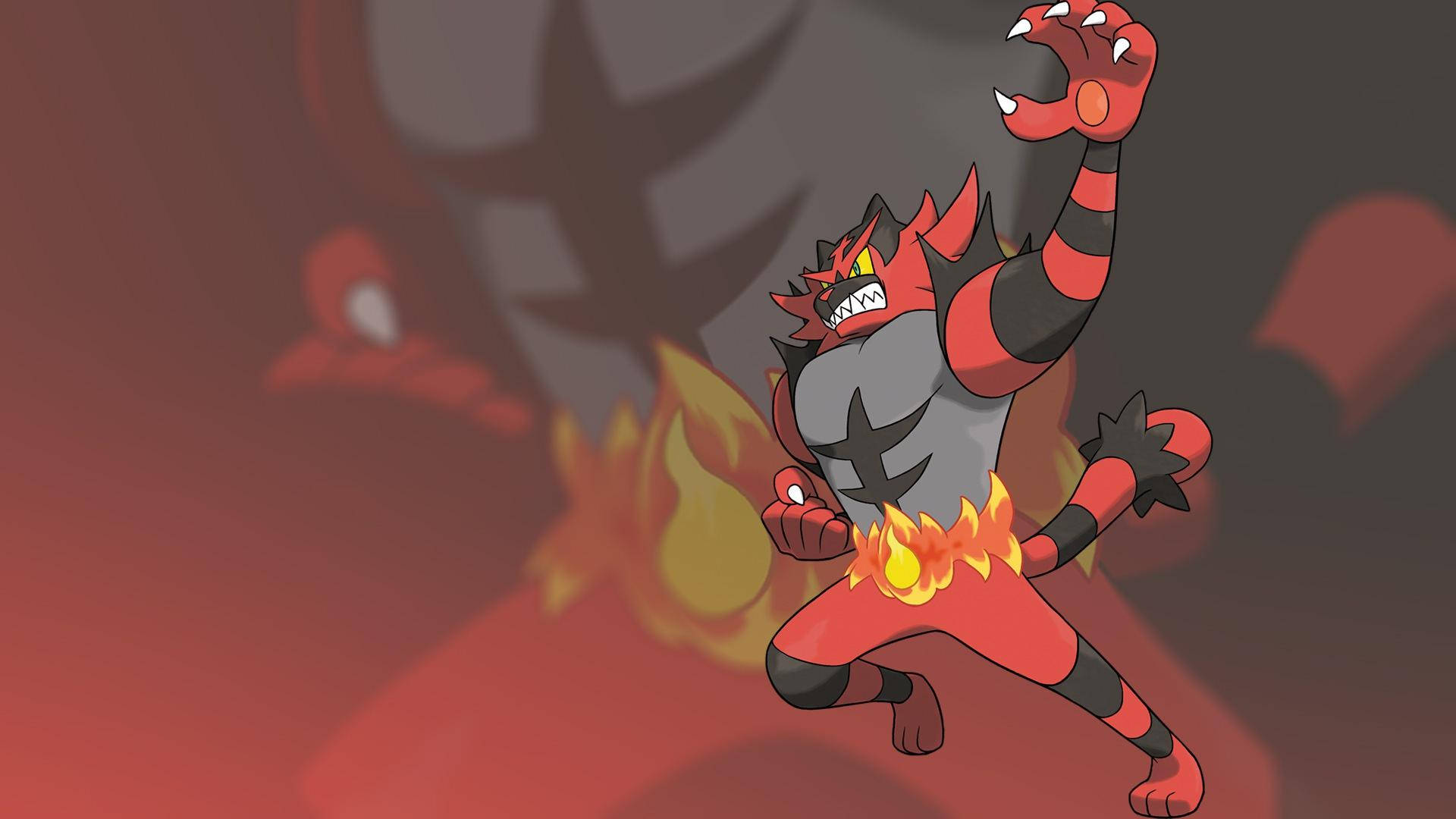 Incineroar, fiery red, black, Full HD Desktop Wallpaper