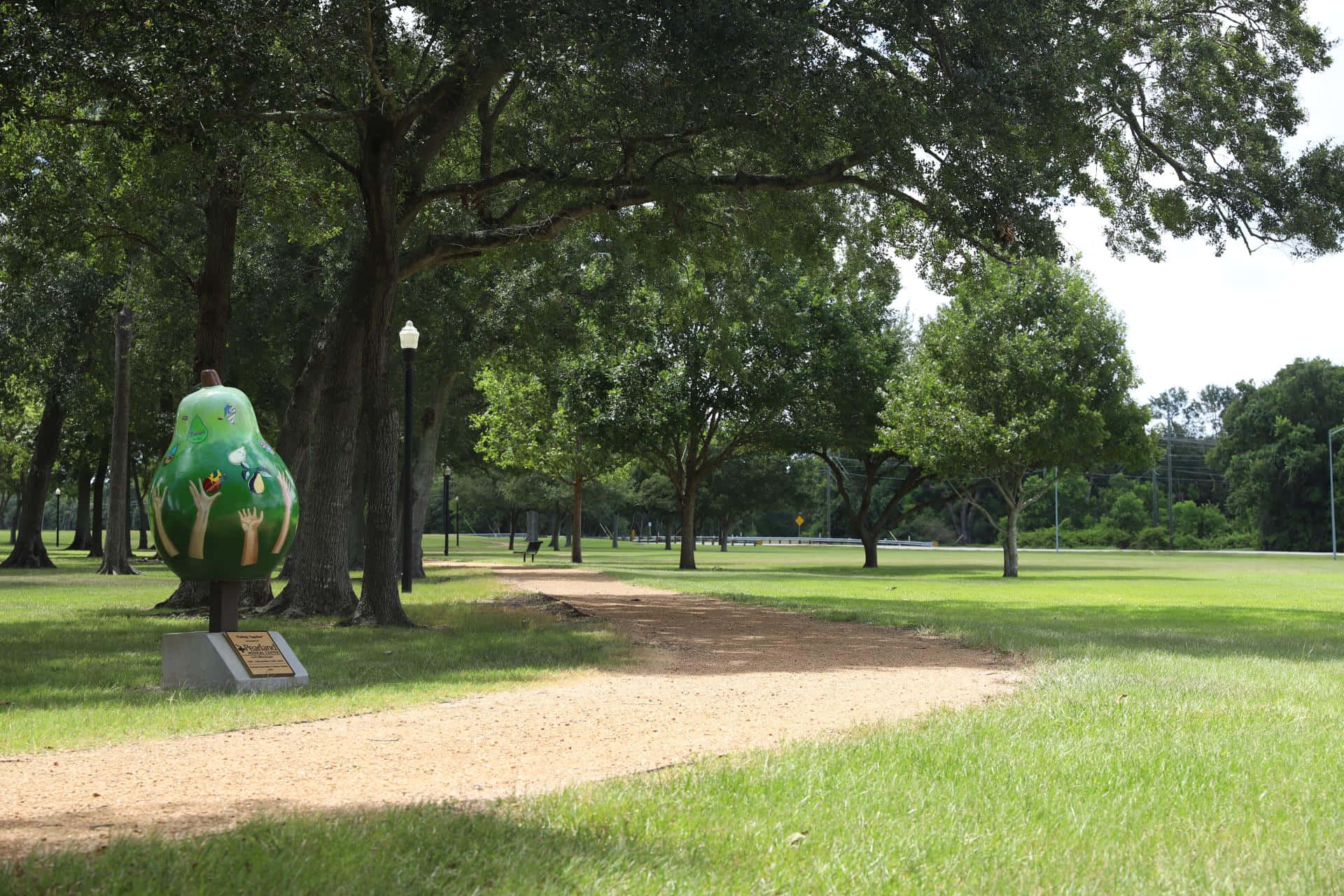 Independence Park, pear-shaped sculpture, painted hands, Full HD Desktop Wallpaper