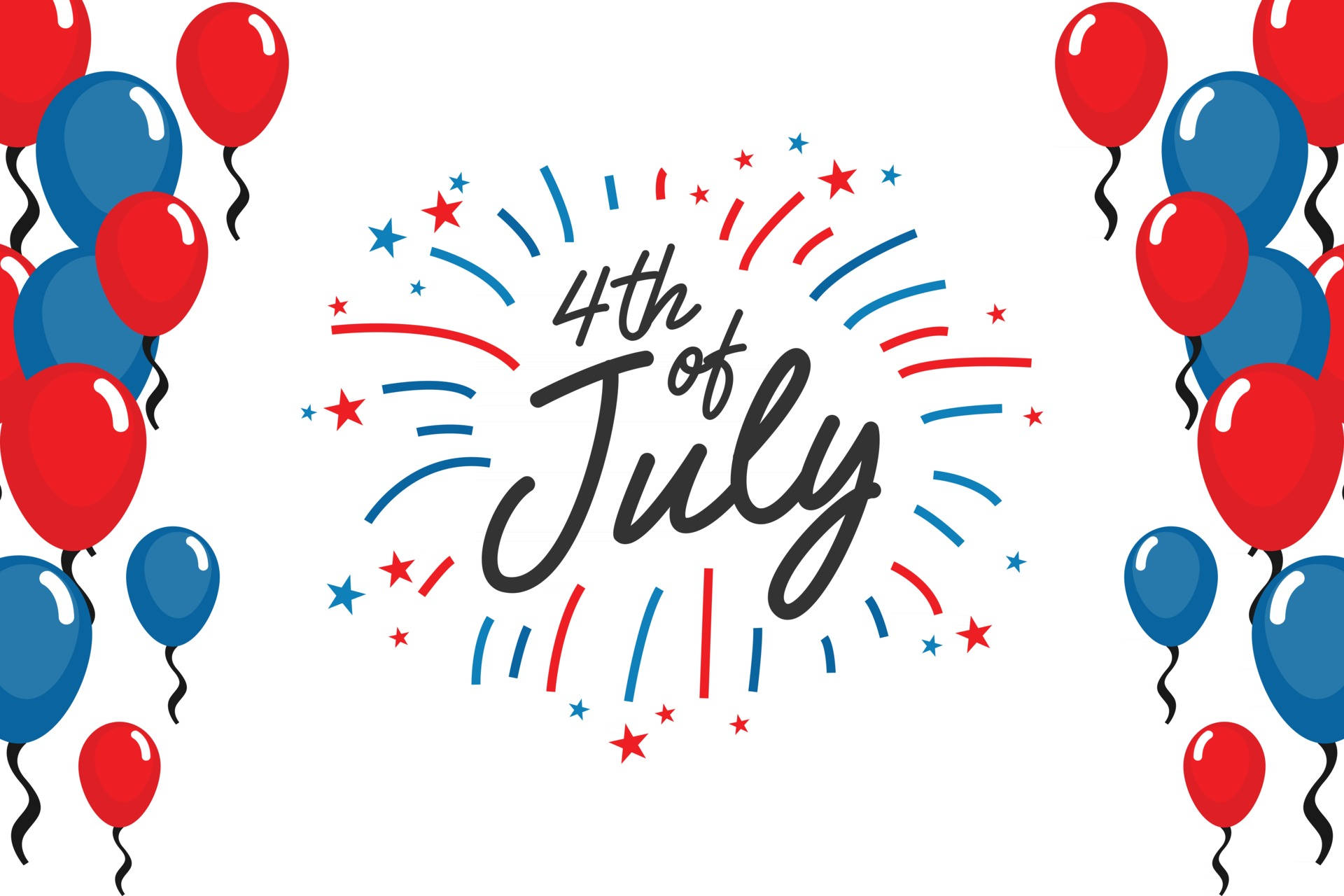 Independence Day, 4th of July, red and blue balloons, Full HD Desktop Wallpaper