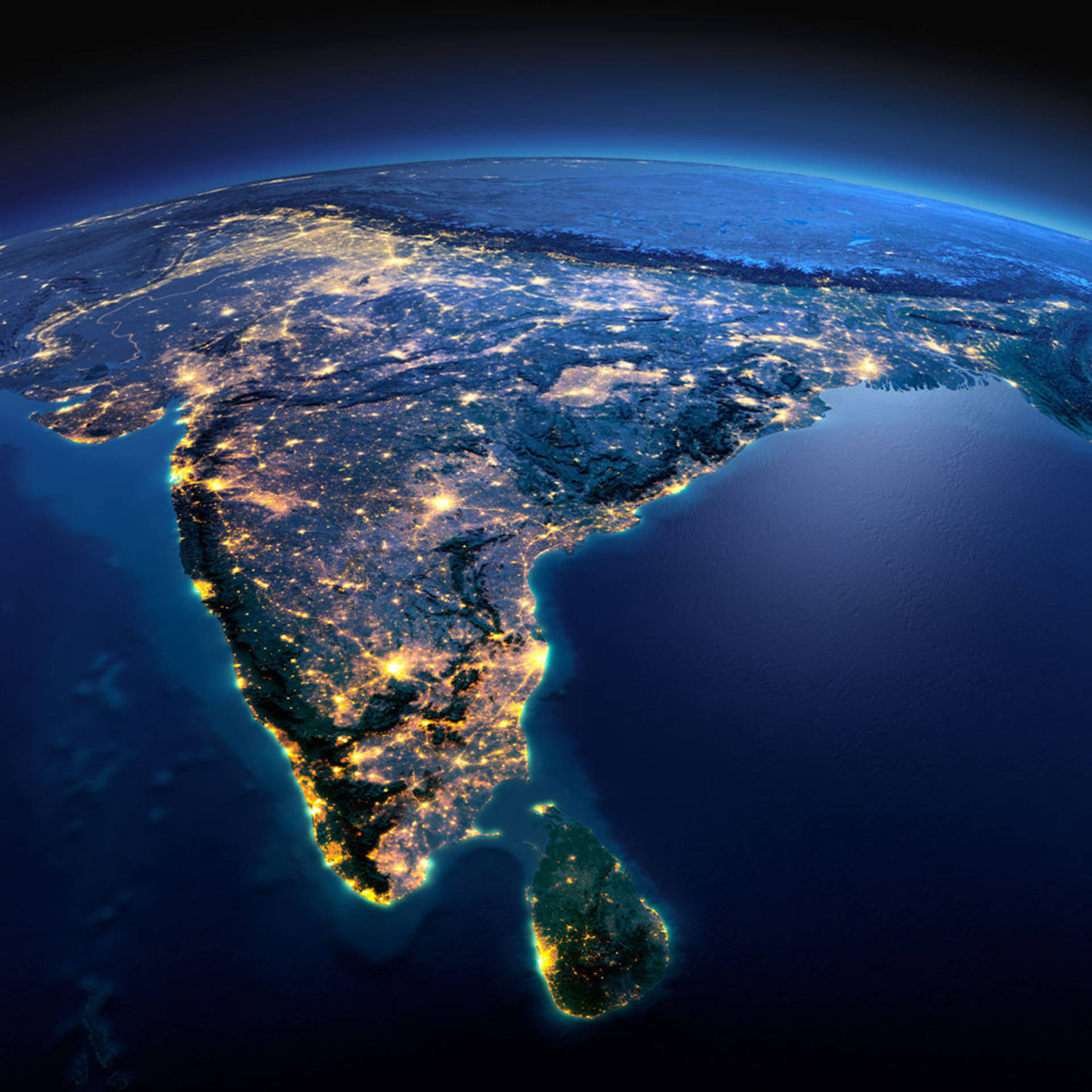 India Map, Earth, night view, Full HD Desktop Wallpaper