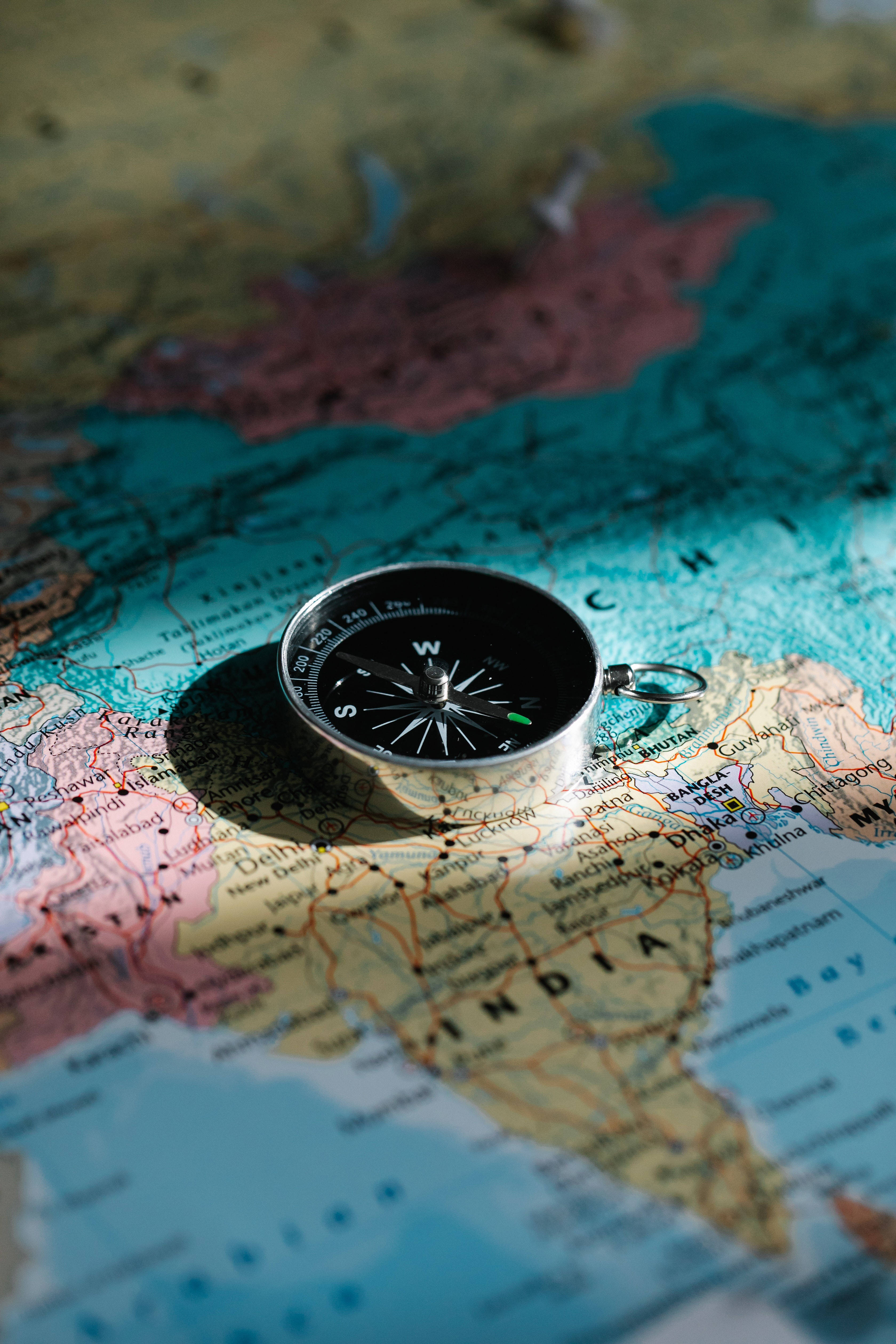 India Map, compass, colorful map, 4K Phone Wallpaper