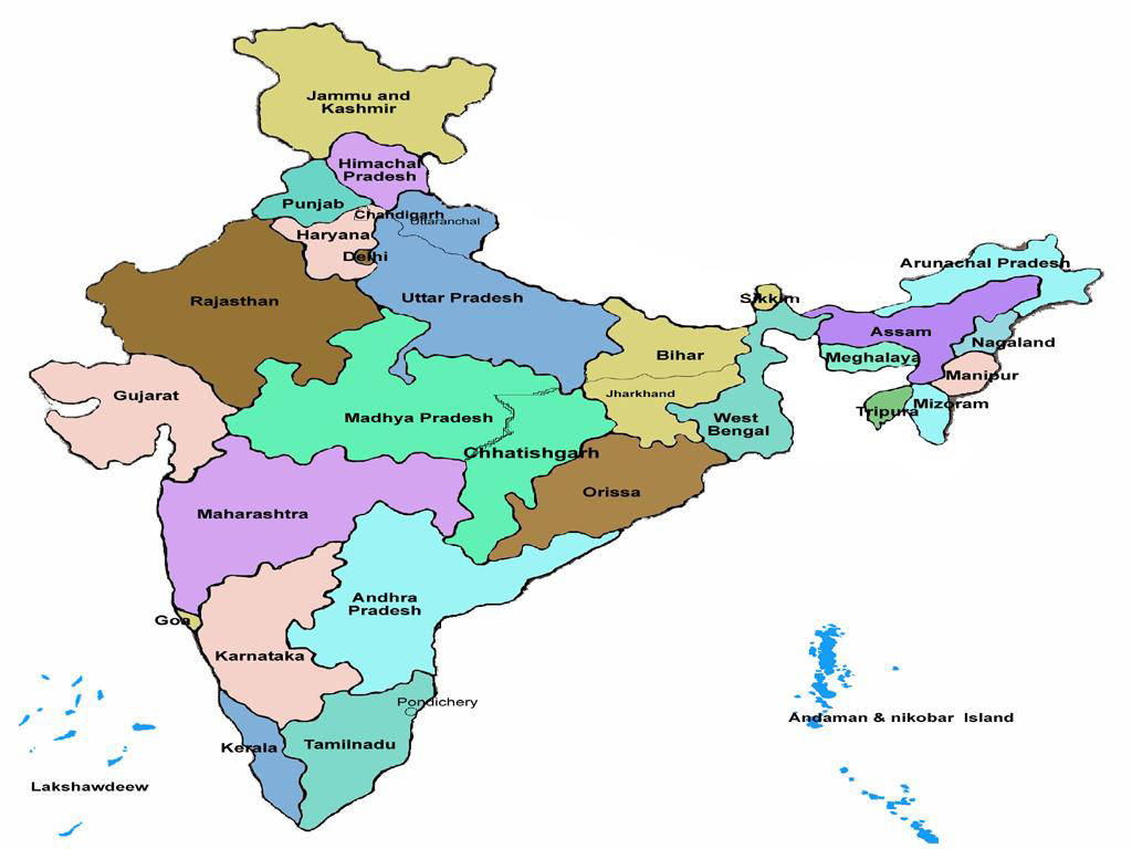 India, districts of india map, political map, SD Desktop Wallpaper