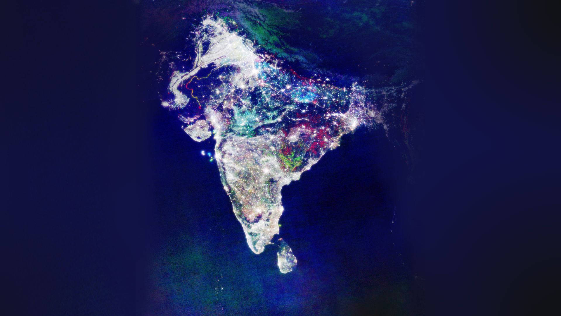 India Map, fantasy illustration, vibrant satellite view, Full HD Desktop Wallpaper
