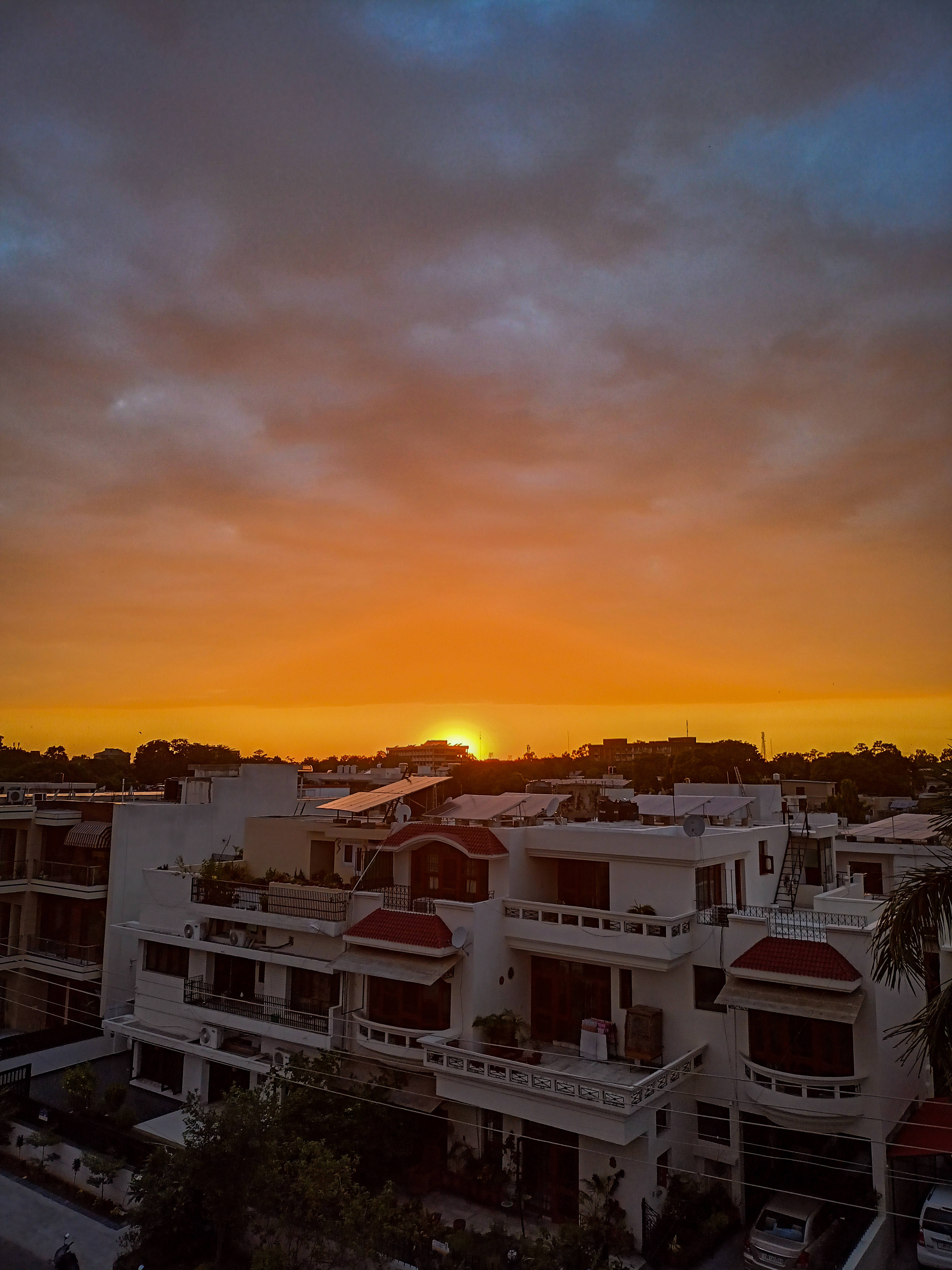 Indian Aesthetic, Sunset, fiery orange, 4K Phone Wallpaper