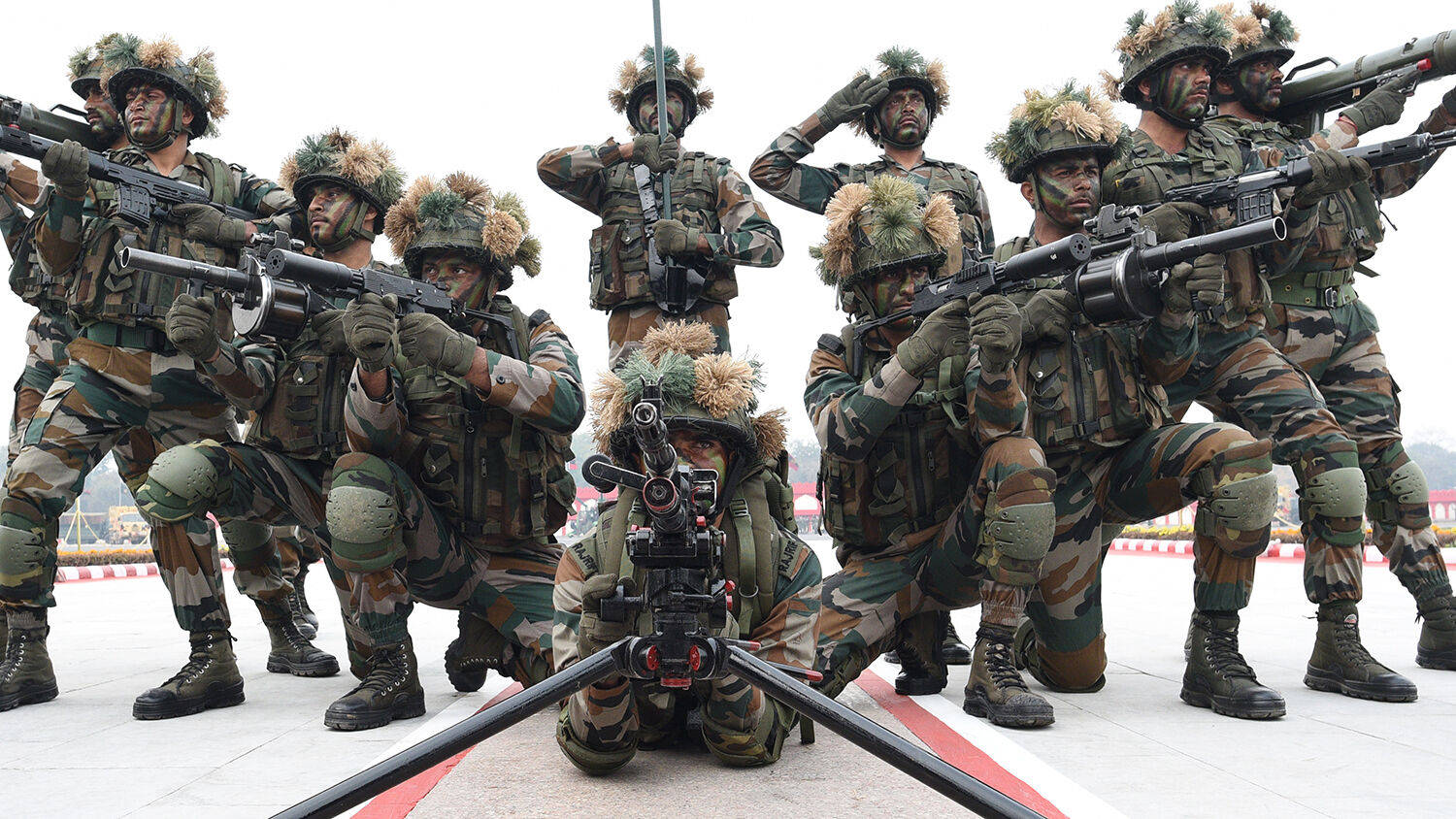 Indian Army, camouflage gear, rifles, HD Desktop Wallpaper