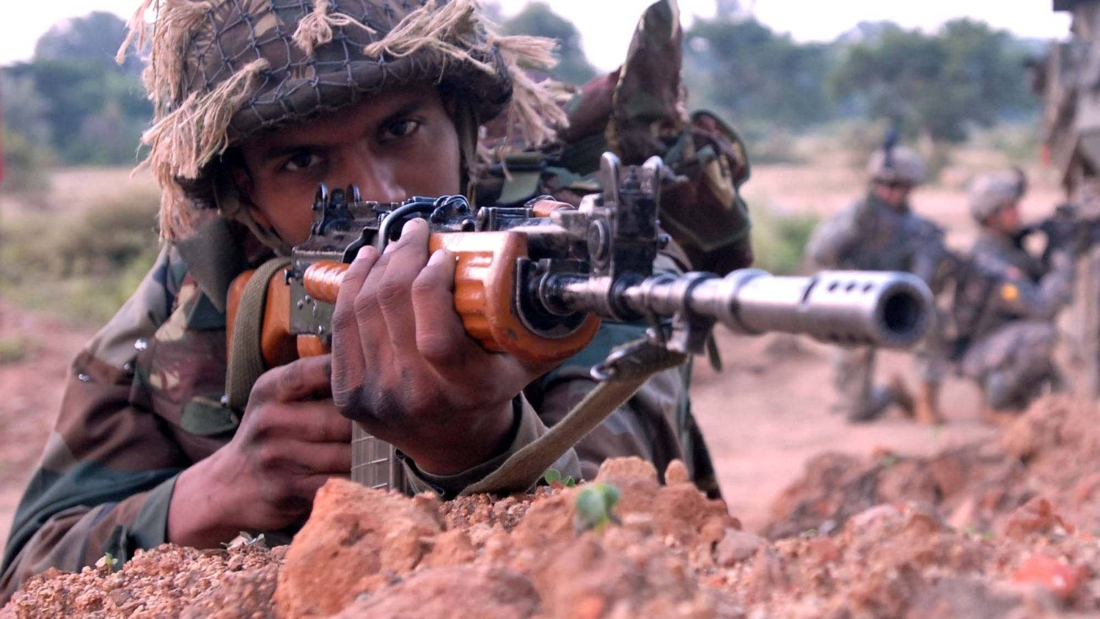 Indian Army, camouflage gear, rifle, HD Desktop Wallpaper