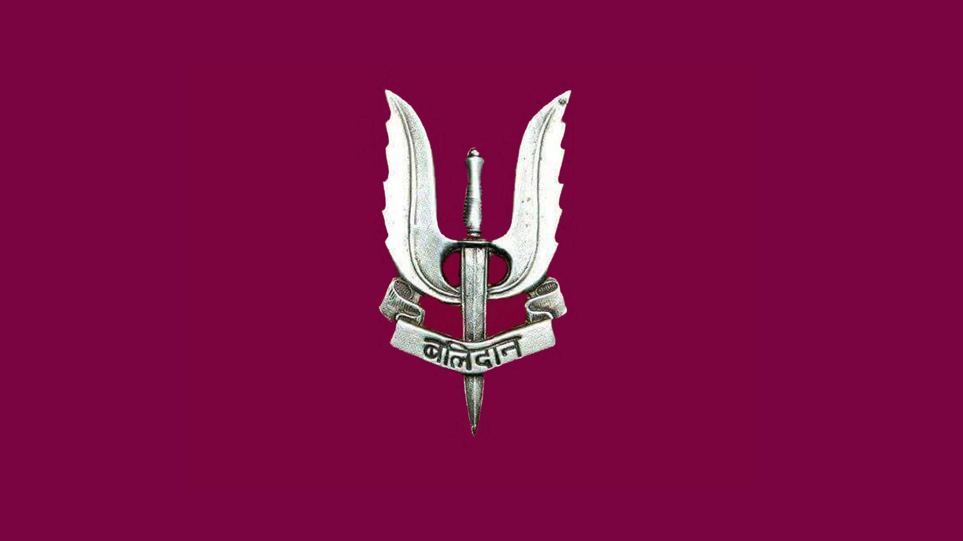 Indian Army Logo, silver Sikh Khanda emblem, two curved swords, Full HD Desktop Wallpaper
