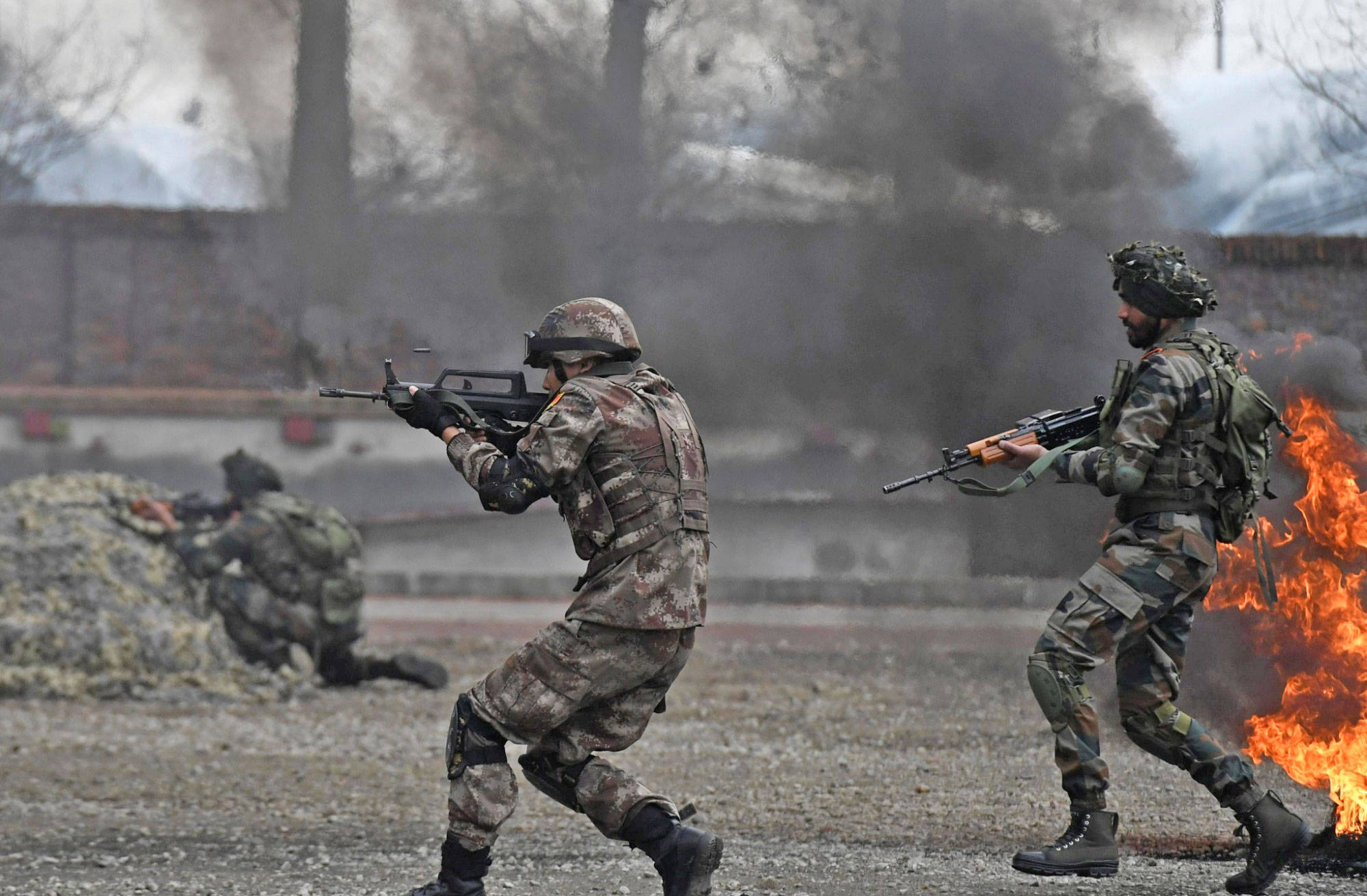 Indian Army, camouflage gear, smoke, Full HD Desktop Wallpaper