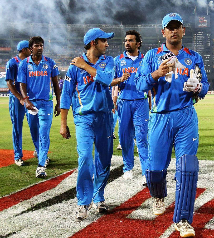 Indian Cricket Team, blue uniforms, stadium lights, SD Phone Wallpaper