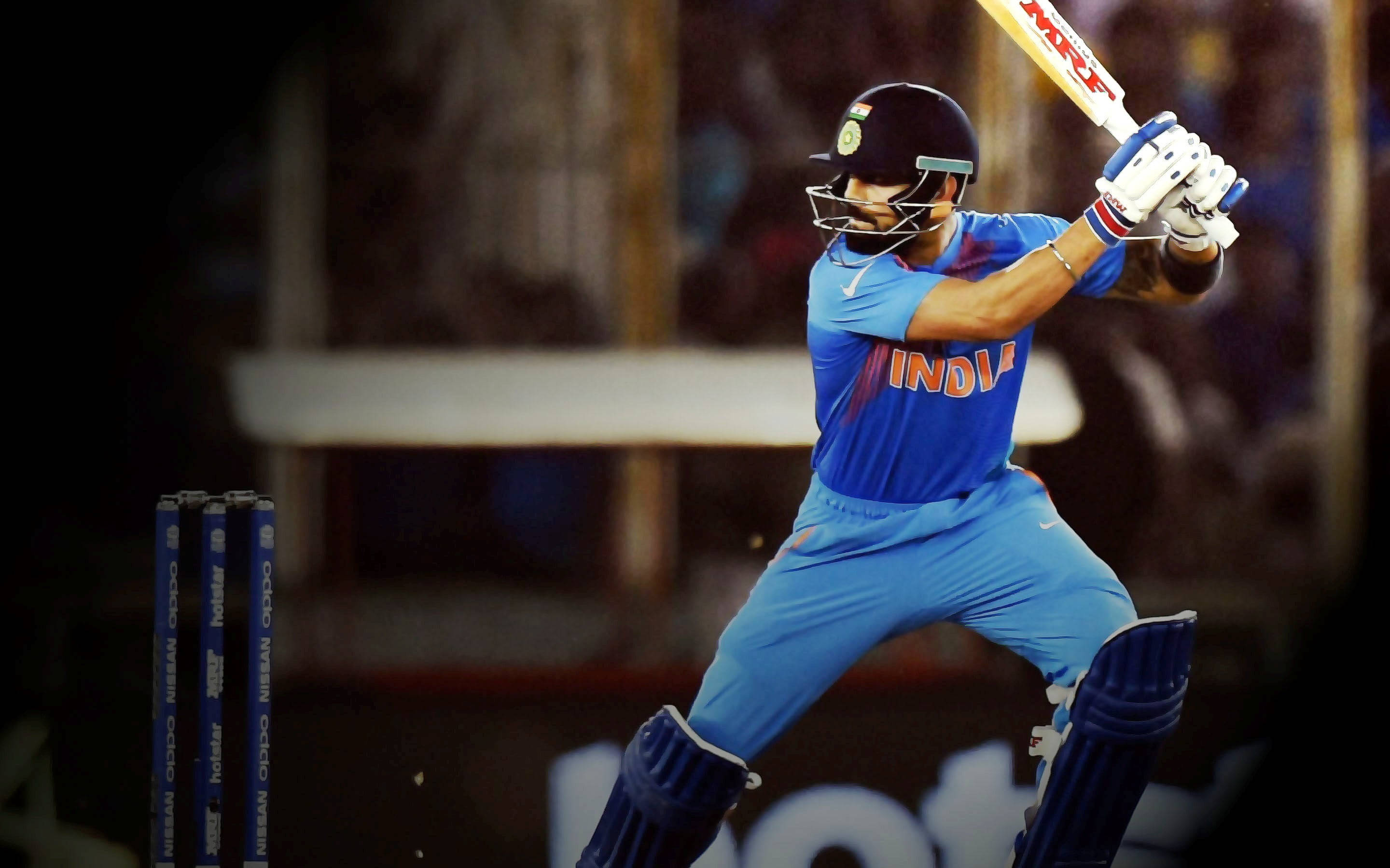 Indian Cricket Team, blue India uniform, night match, 2K Desktop Wallpaper