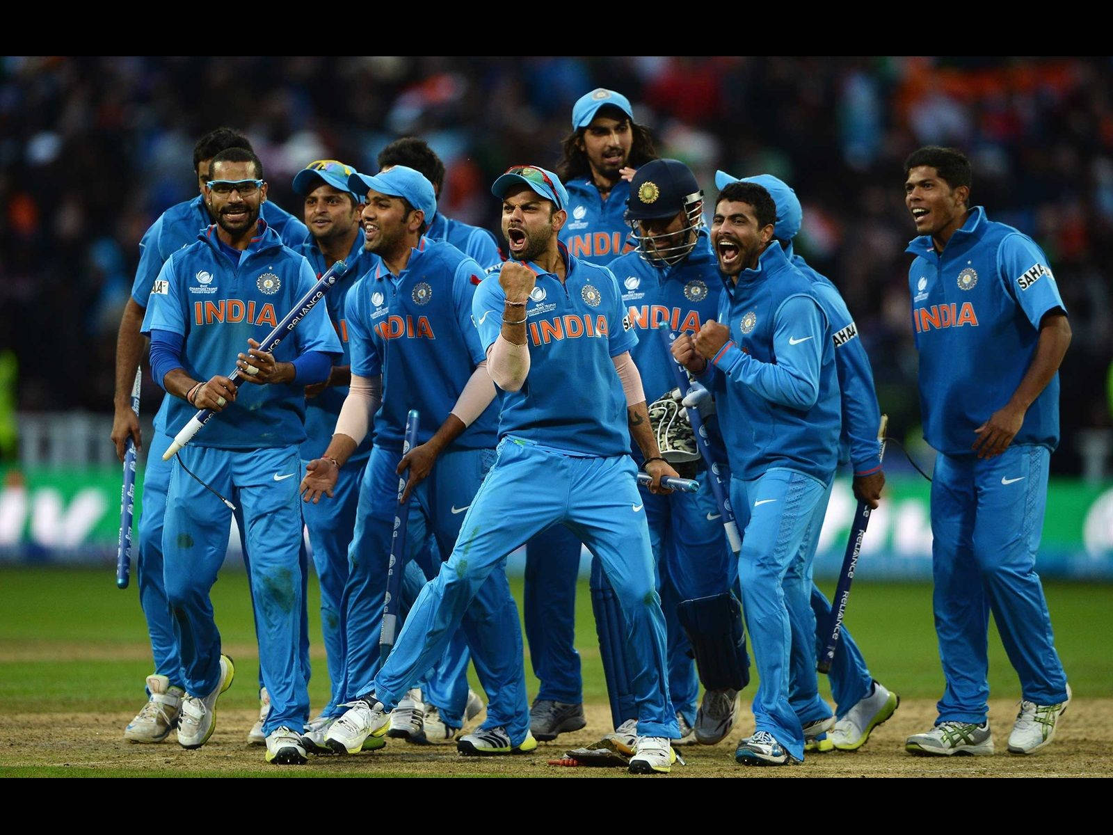 Indian Cricket Team, field, stadium lights, HD Desktop Wallpaper