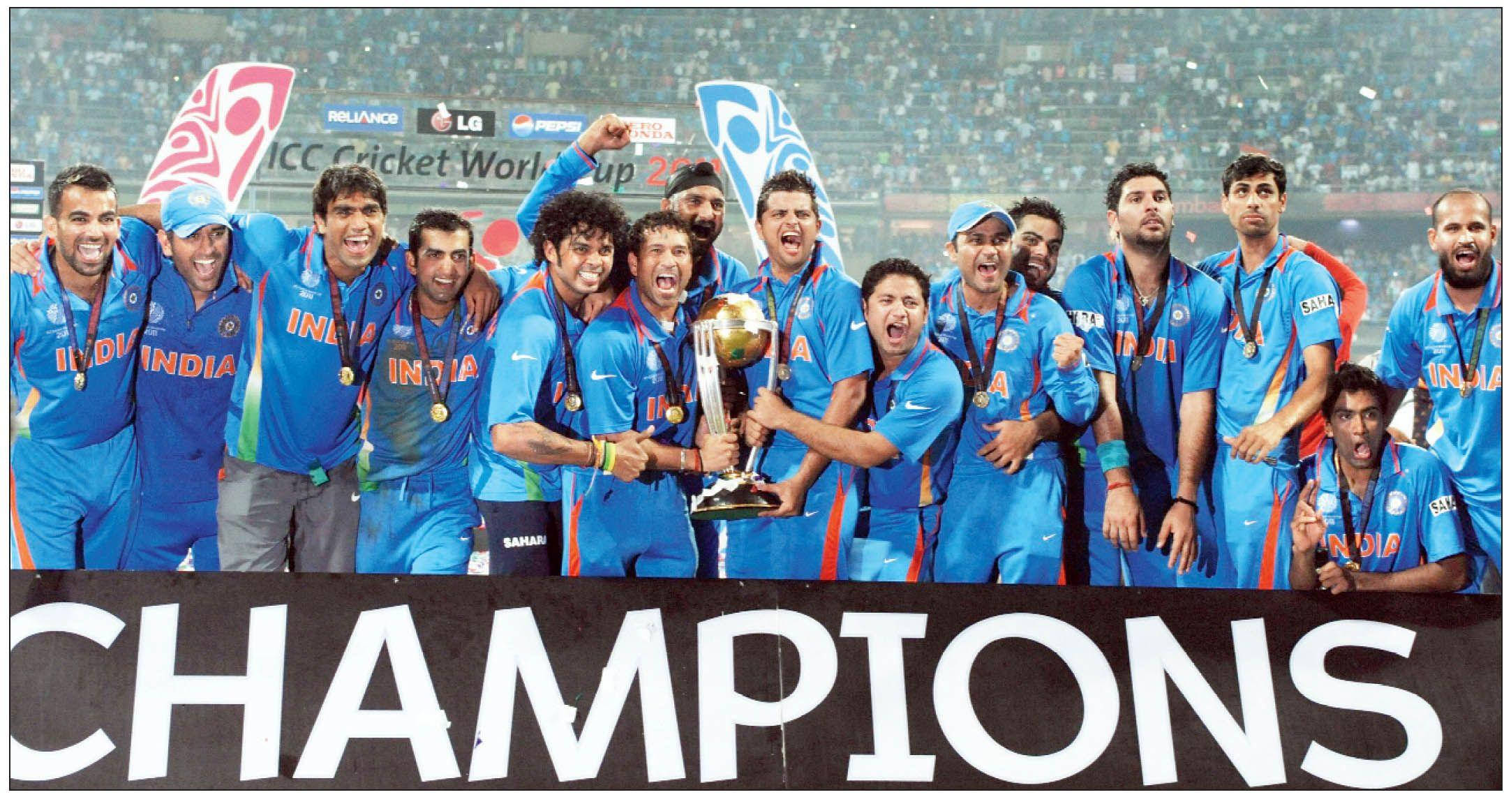 Indian Cricket Team, champions banner, trophy, Full HD Desktop Wallpaper