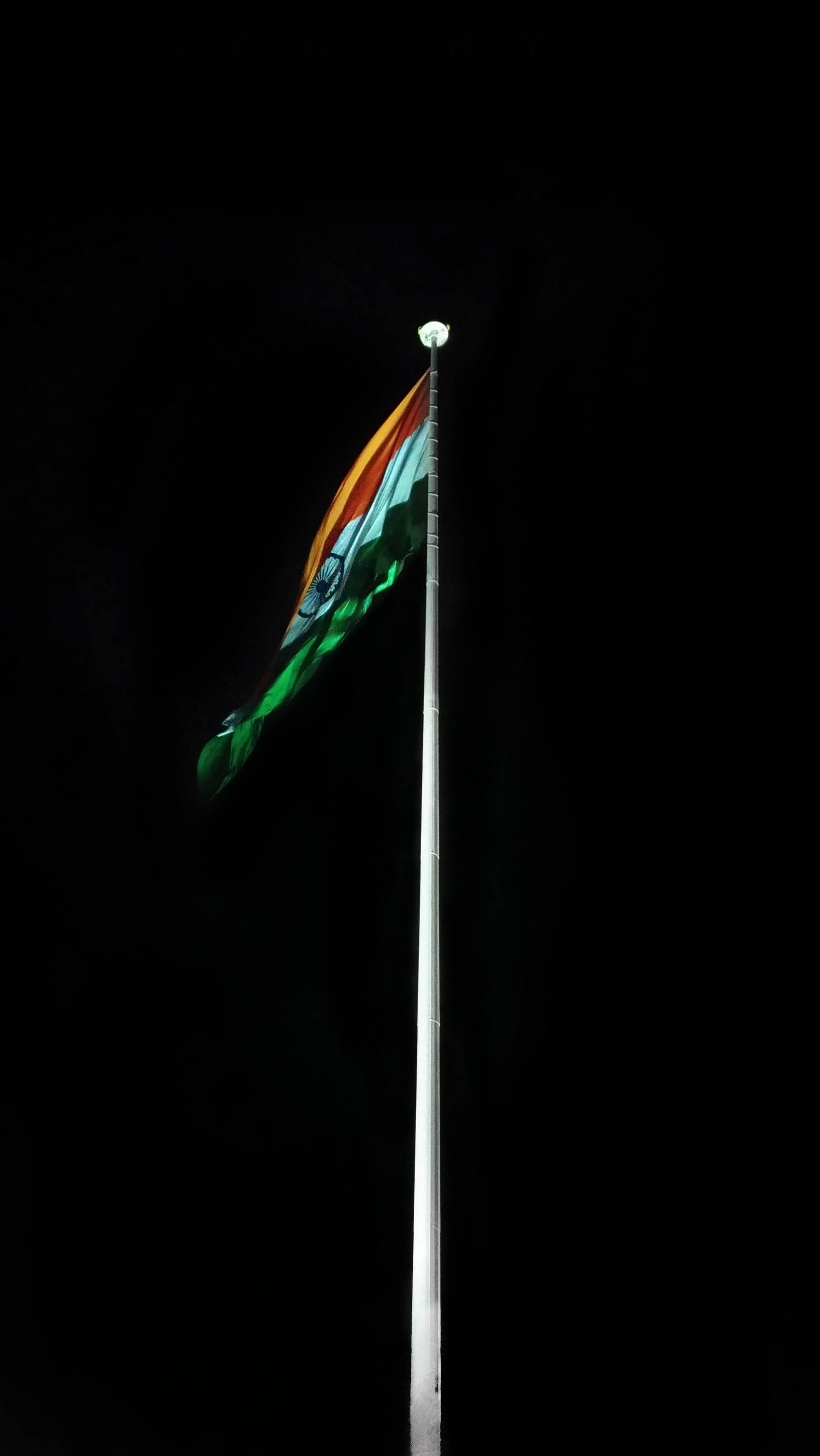 silver flagpole, Indian Flag, night, 2K Phone Wallpaper