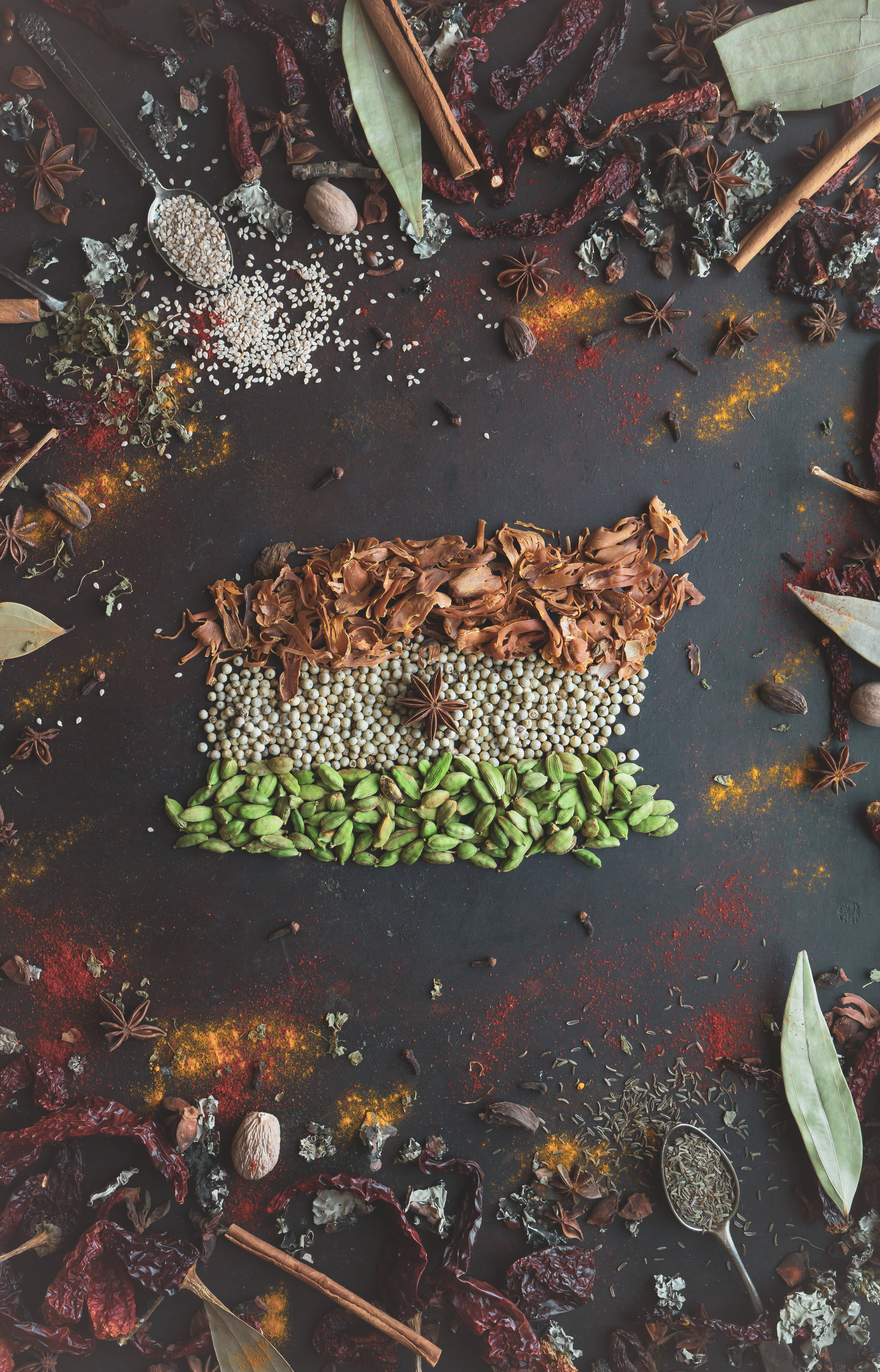Indian spices, Indian flag, tricolor stripes, 5K Phone Wallpaper
