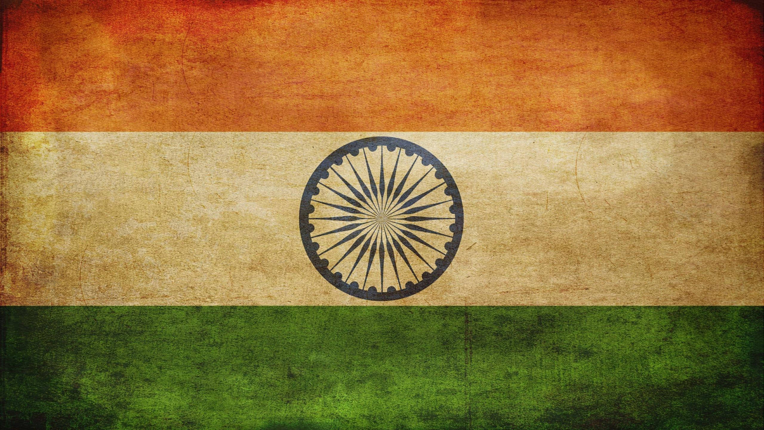 vintage indian flag 4k, saffron white and green stripes, navy blue Ashoka Chakra, 2K Desktop Wallpaper
