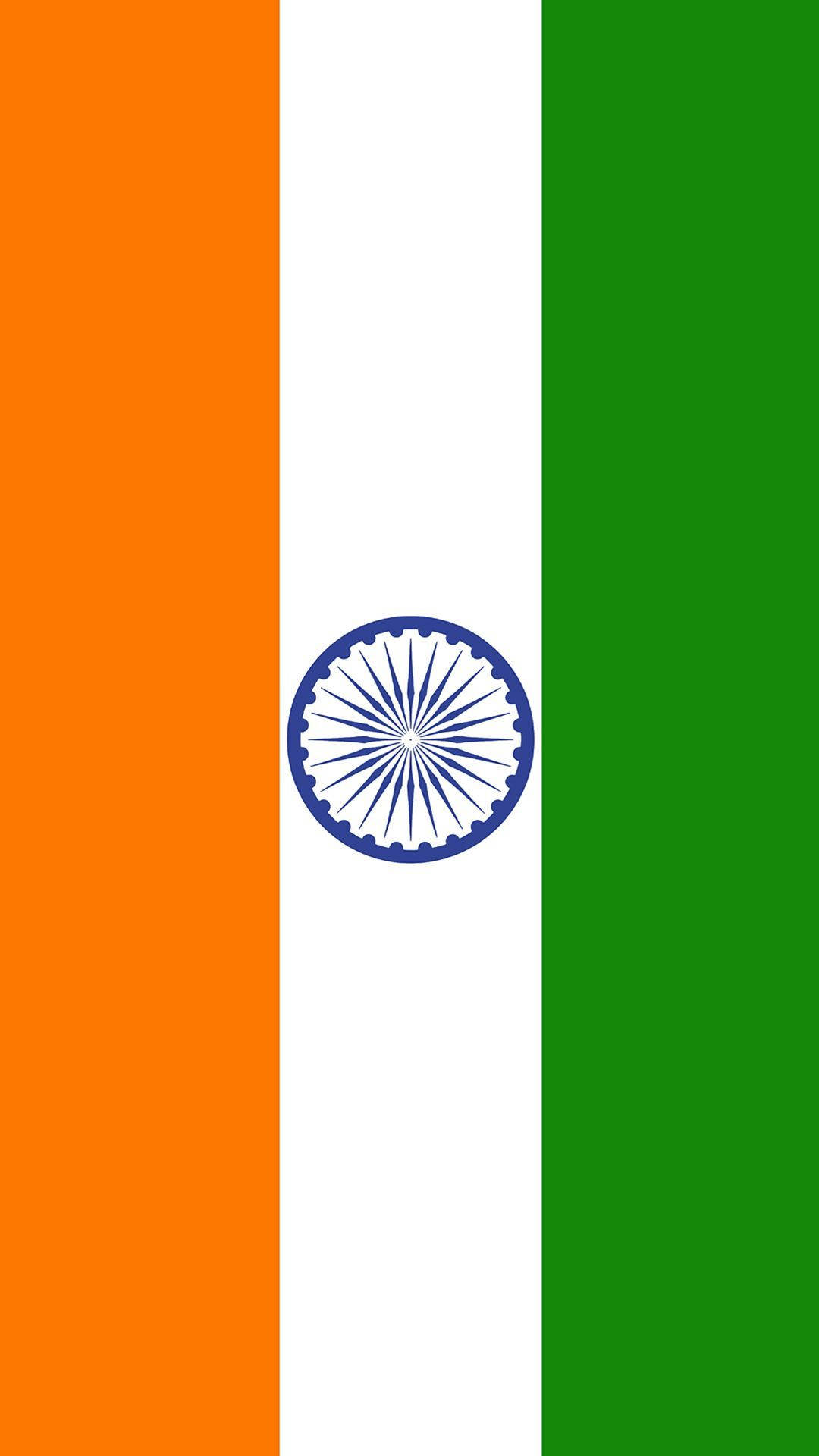 Indian Flag, saffron white and green stripes, navy blue Ashoka Chakra, Full HD Phone Wallpaper